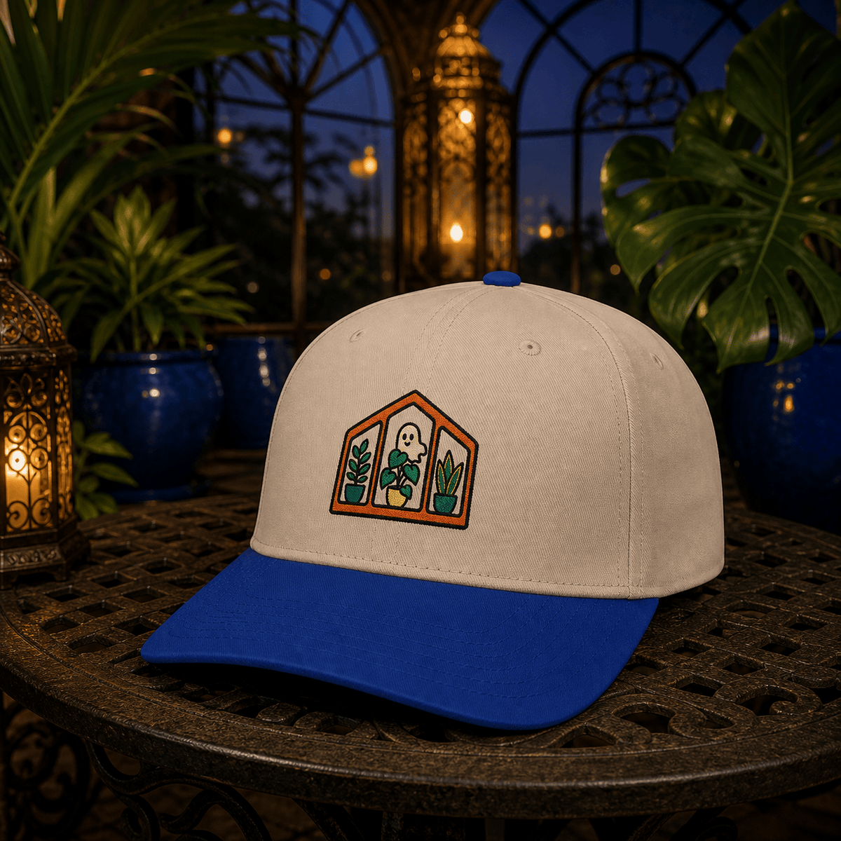 Botanical Vibes Hats One size / Royal / Natural Haunted Greenhouse Embroidered Hat - Halloween Plant Gift