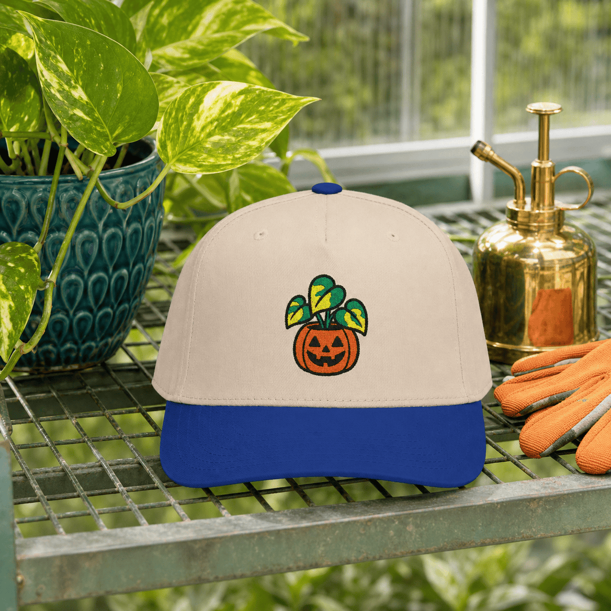 Botanical Vibes Hats One size / Royal / Natural Pumpkin Pothos Embroidered Hat - Halloween Plant Gift