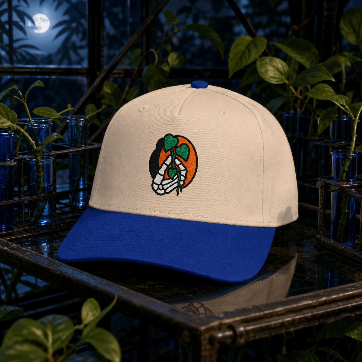 Botanical Vibes Hats One size / Royal / Natural Skeleton Hand Plant Cutting Embroidered Hat - Gothic Gift