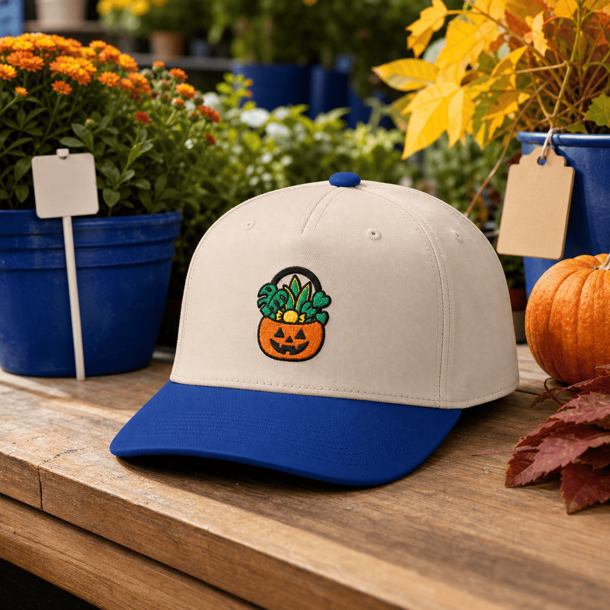 Botanical Vibes Hats One size / Royal / Natural Trick or Treat Plant Bucket Embroidered Hat - Plant Gift