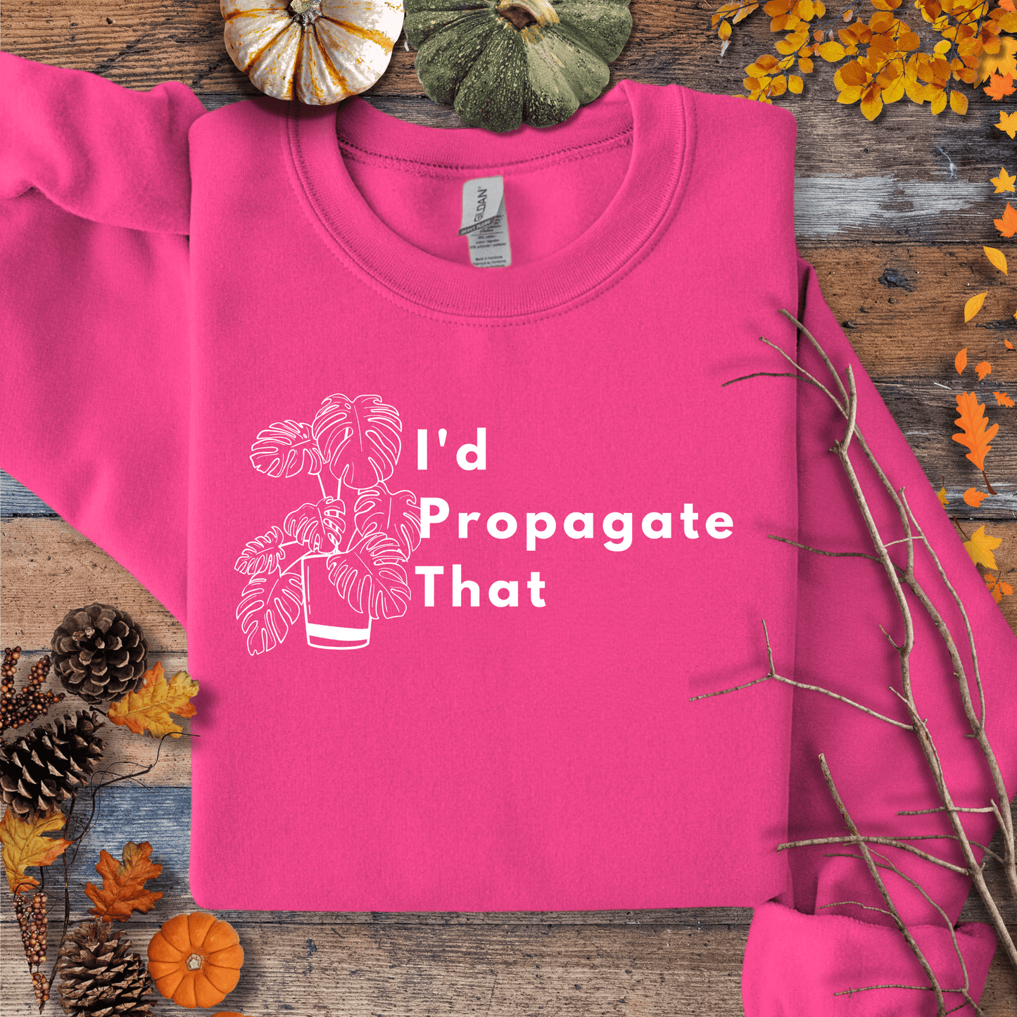 Printify Sweatshirt S / Heliconia Monstera “I’d Propagate That” Crewneck – Plant Lover | Unisex