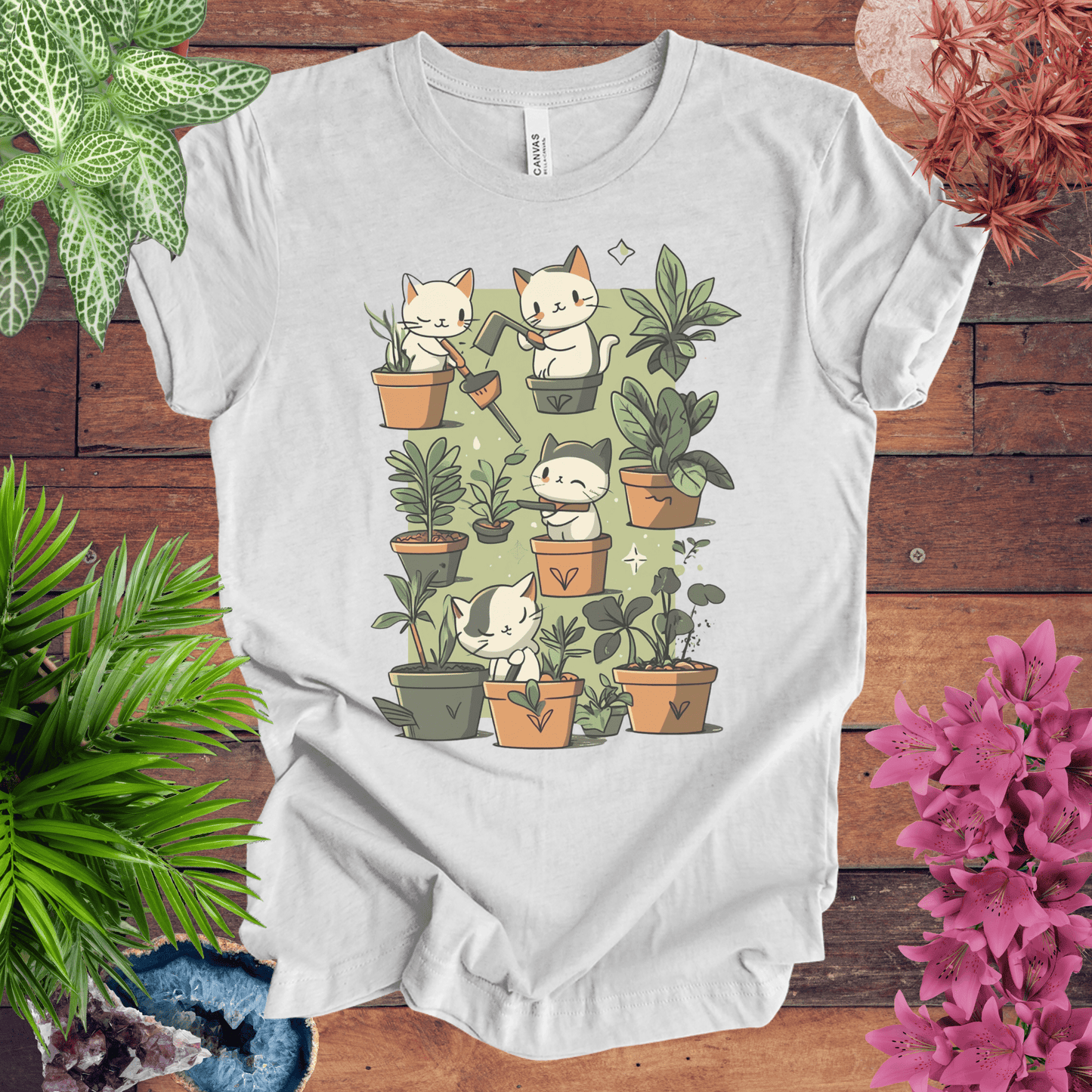 Printify T-Shirt Ash / S Kittens in the Garden T-Shirt