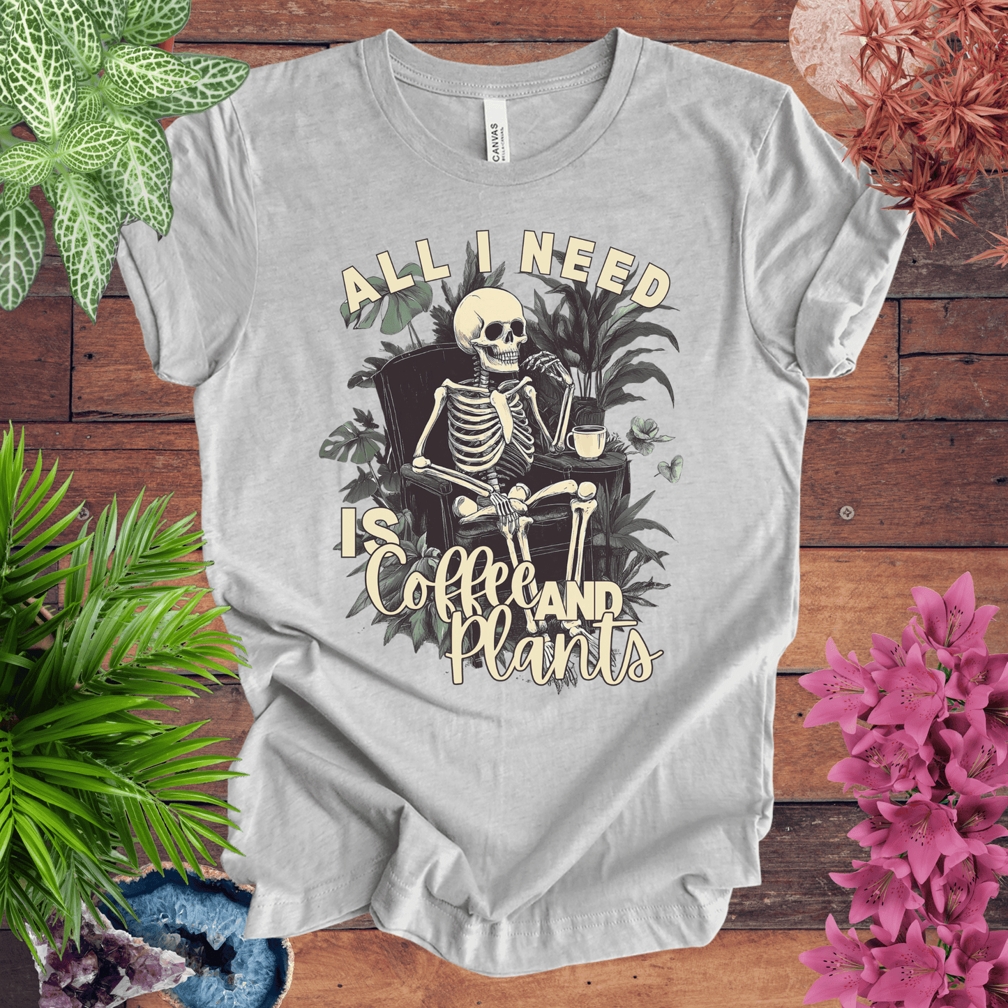 Printify T-Shirt Athletic Heather / S All I Need Is Coffee and Plants T-Shirt