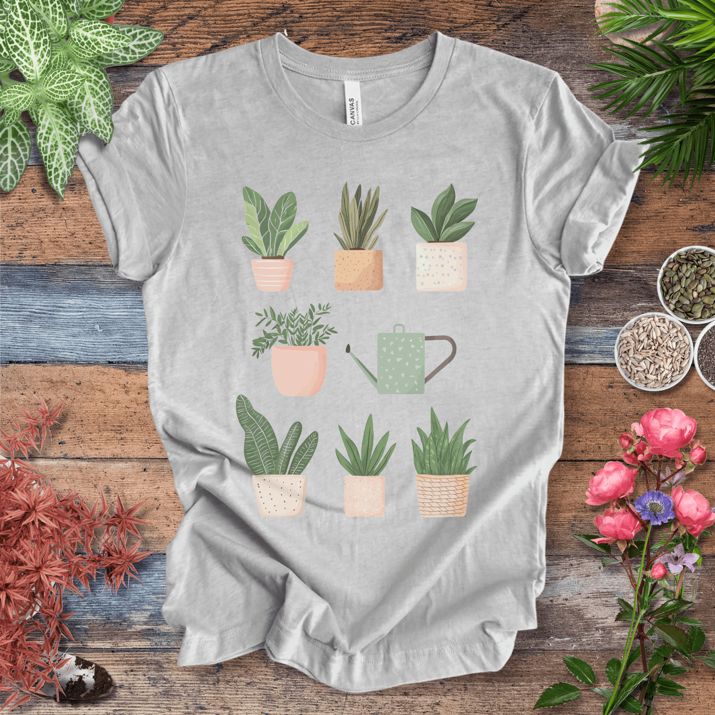 Printify T-Shirt Athletic Heather / S Cute Potted Plant Collection Minimalist T-Shirt