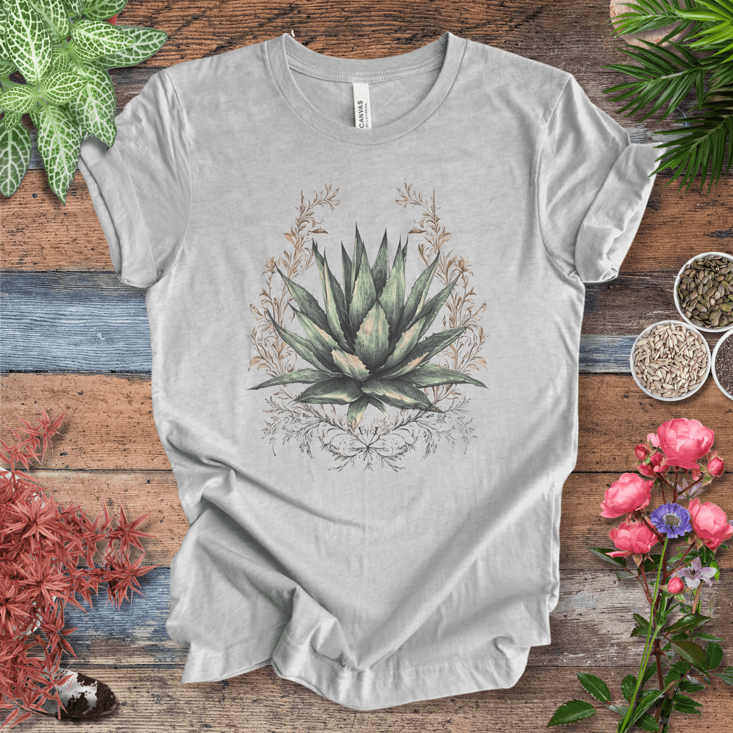 Printify T-Shirt Athletic Heather / S Elegant Agave Frame T-Shirt