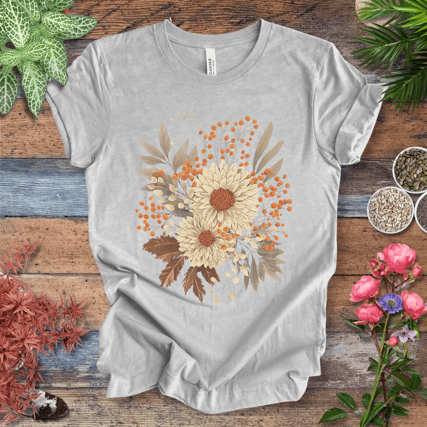 Printify T-Shirt Athletic Heather / S Garden Blooms Floral T-Shirt