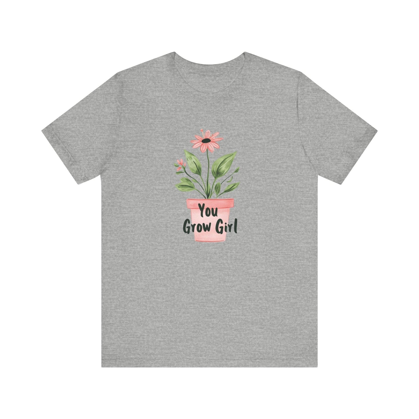 Printify T-Shirt Athletic Heather / S You Grow Girl – Simple Watercolor Pot T-Shirt