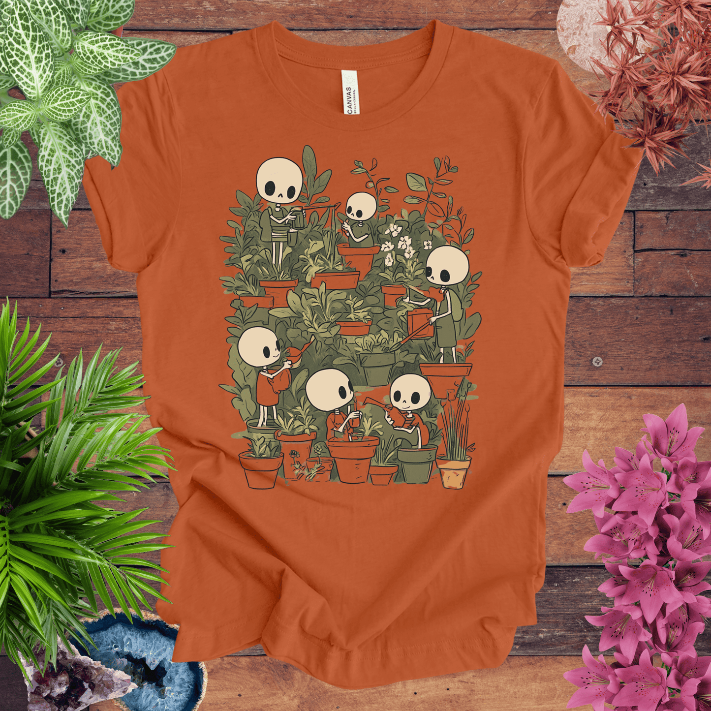 Printify T-Shirt Autumn / S Skeleton Gardener - Eternal Green Thumb T-Shirt