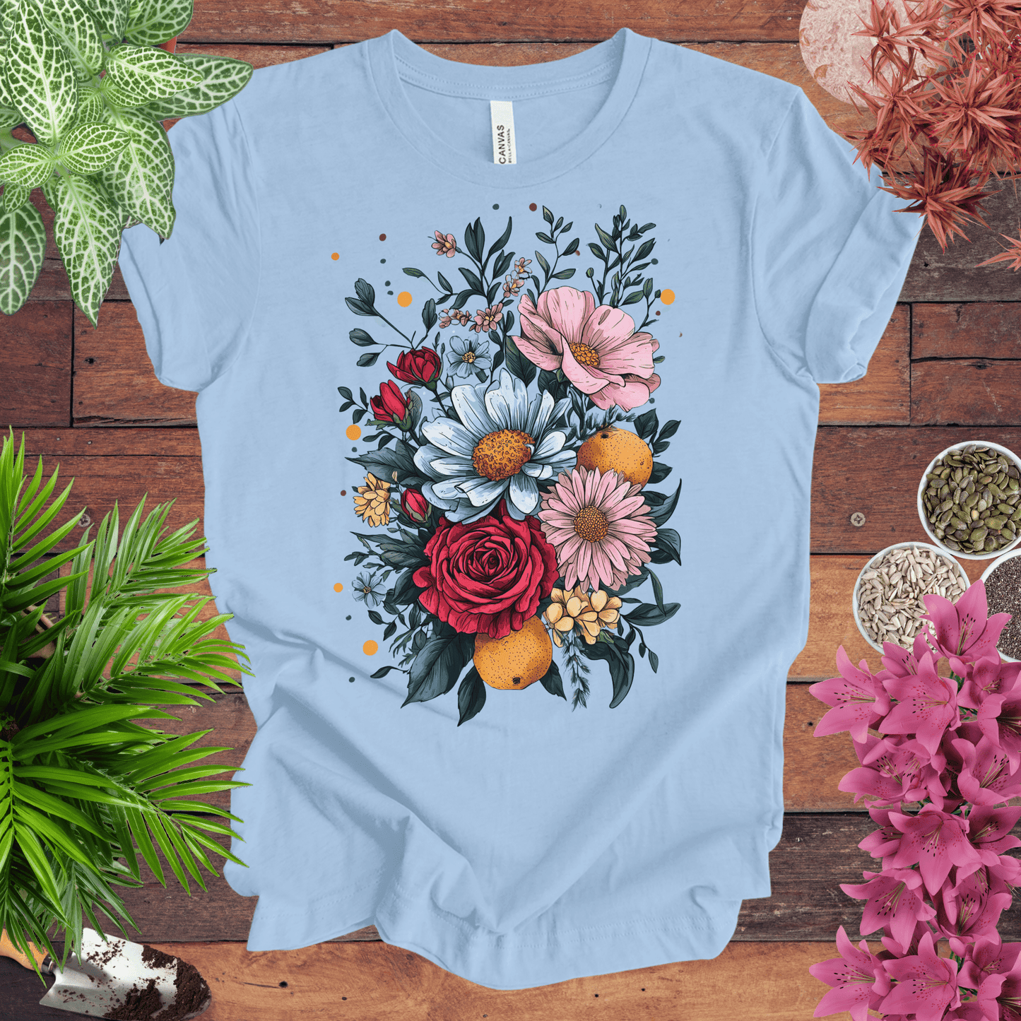Printify T-Shirt Baby Blue / S Elegant Floral Citrus Arrangement T-Shirt