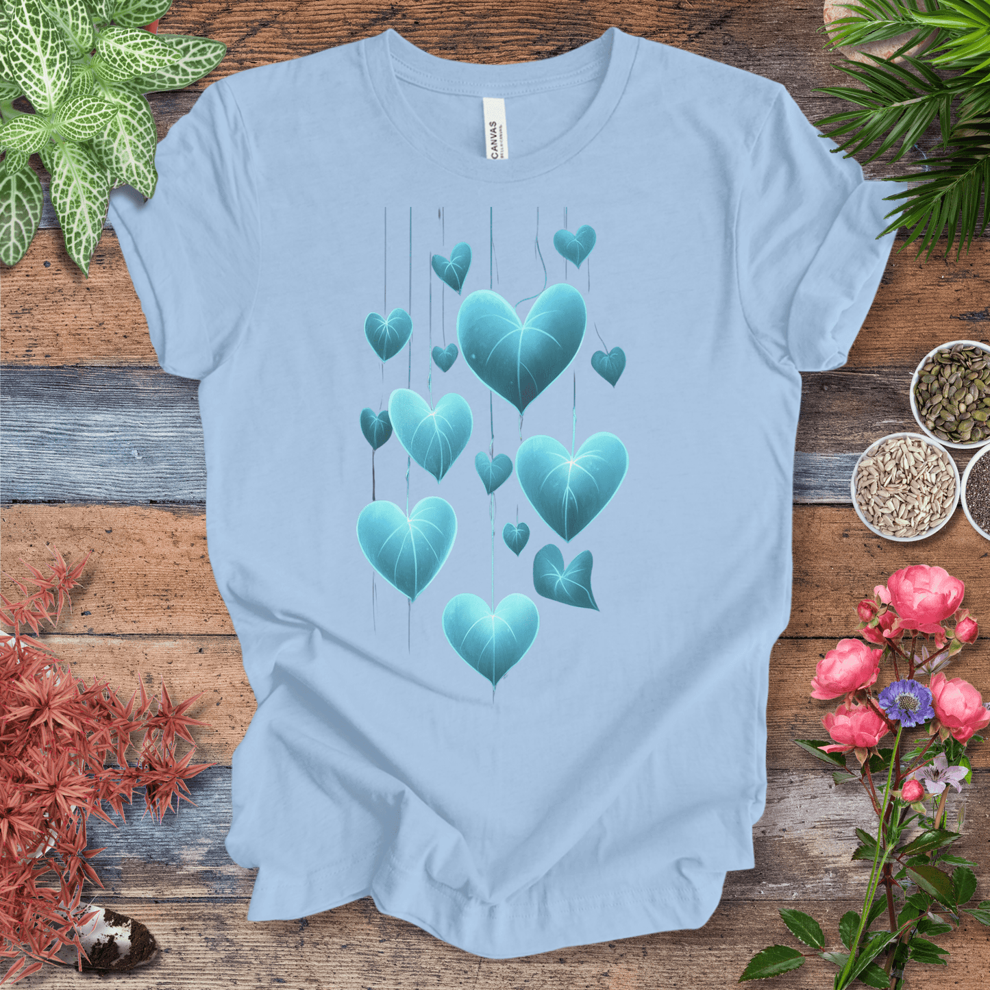 Printify T-Shirt Baby Blue / S Glowing Heartleaf Philodendron Plant Lover T-Shirt