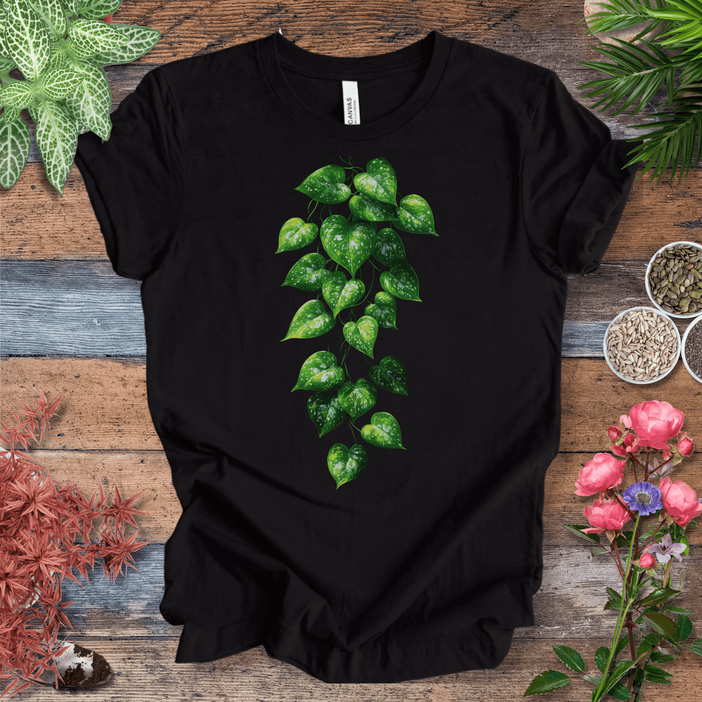 Printify T-Shirt Black Heather / S Cascading Ivy Leaf T-Shirt