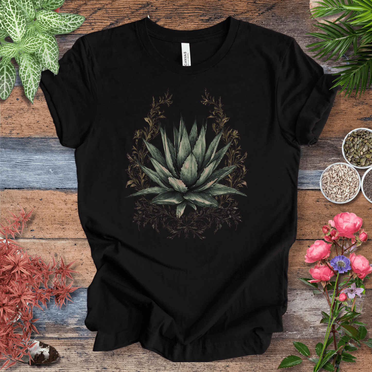 Printify T-Shirt Black Heather / S Elegant Agave Frame T-Shirt