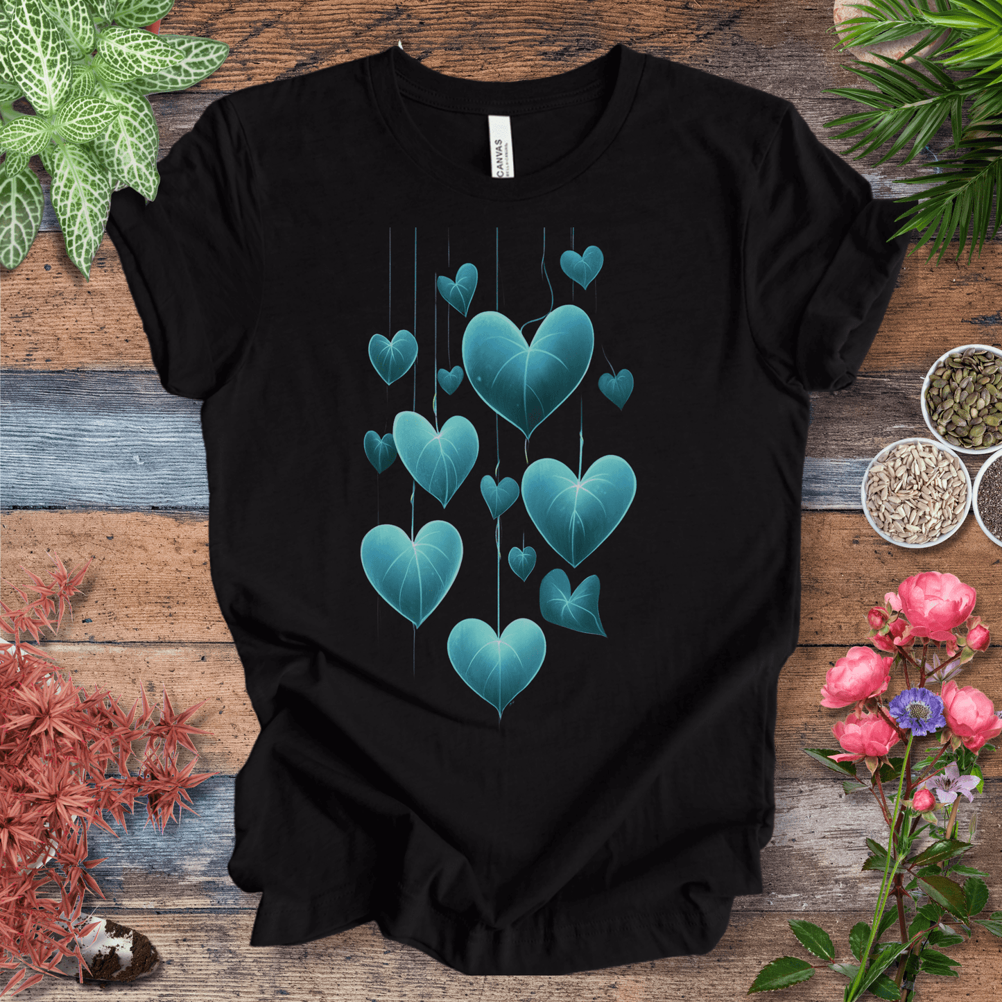 Printify T-Shirt Black Heather / S Glowing Heartleaf Philodendron Plant Lover T-Shirt