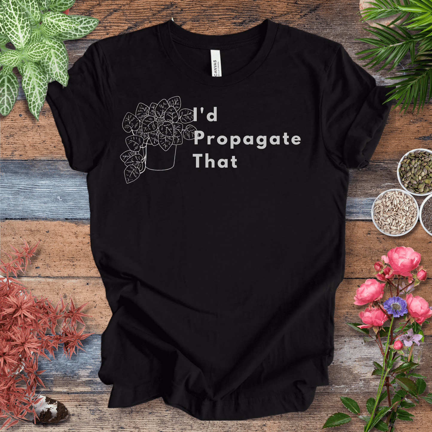 Printify T-Shirt Black Heather / S I’d Propagate That – Foliage Overflow | Bold Plant T‑Shirt