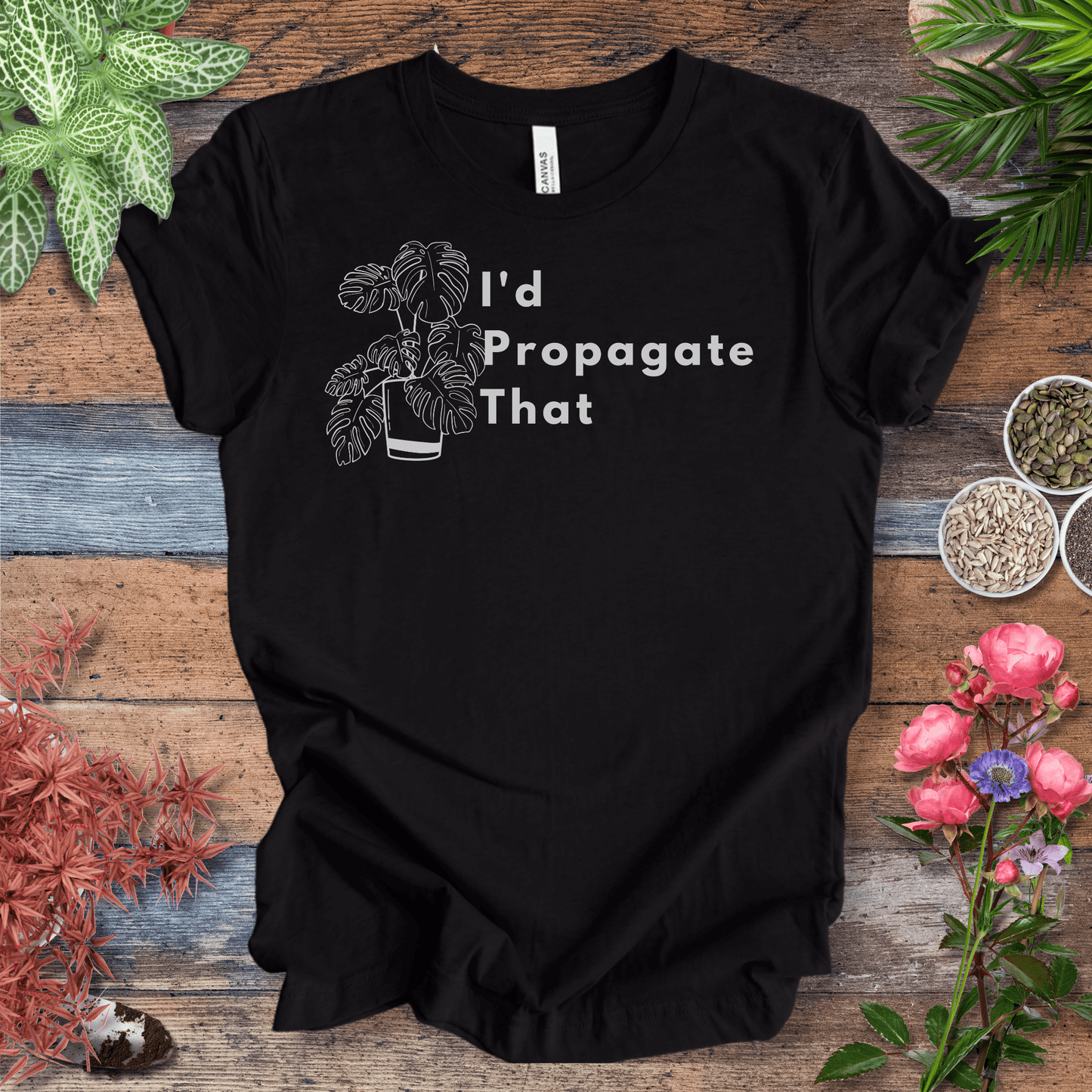 Printify T-Shirt Black Heather / S I’d Propagate That – Monstera Edition | Bold Plant Lover Tee