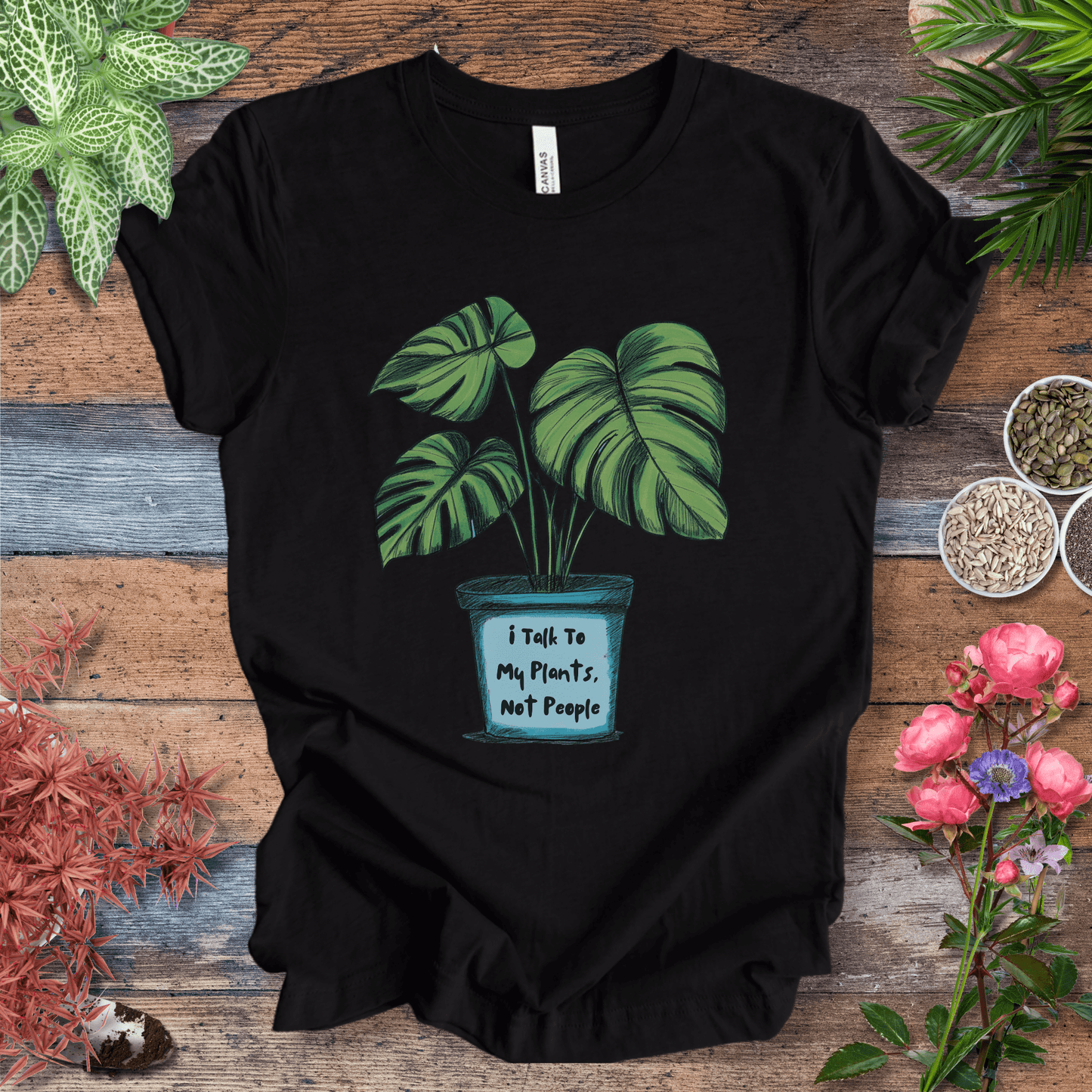 Printify T-Shirt Black Heather / S I Talk to My Plants Not People Funny Plant Lover T-Shirt
