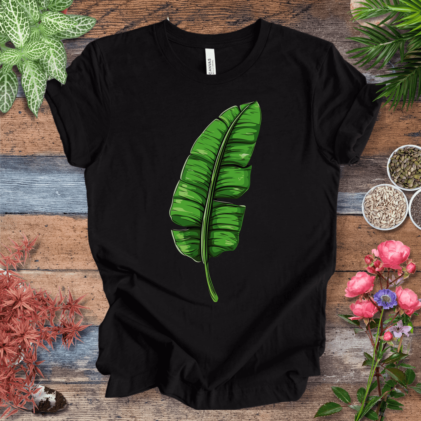 Printify T-Shirt Black Heather / S Minimalist Banana Leaf T-Shirt