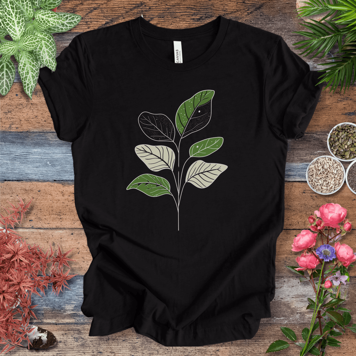 Printify T-Shirt Black Heather / S Modern Line Art Fiddle Leaf T-Shirt