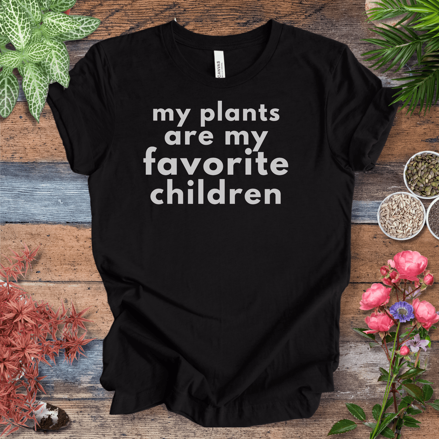 Printify T-Shirt Black Heather / S My Plants Are My Favorite Children | Sassy Houseplant Tee