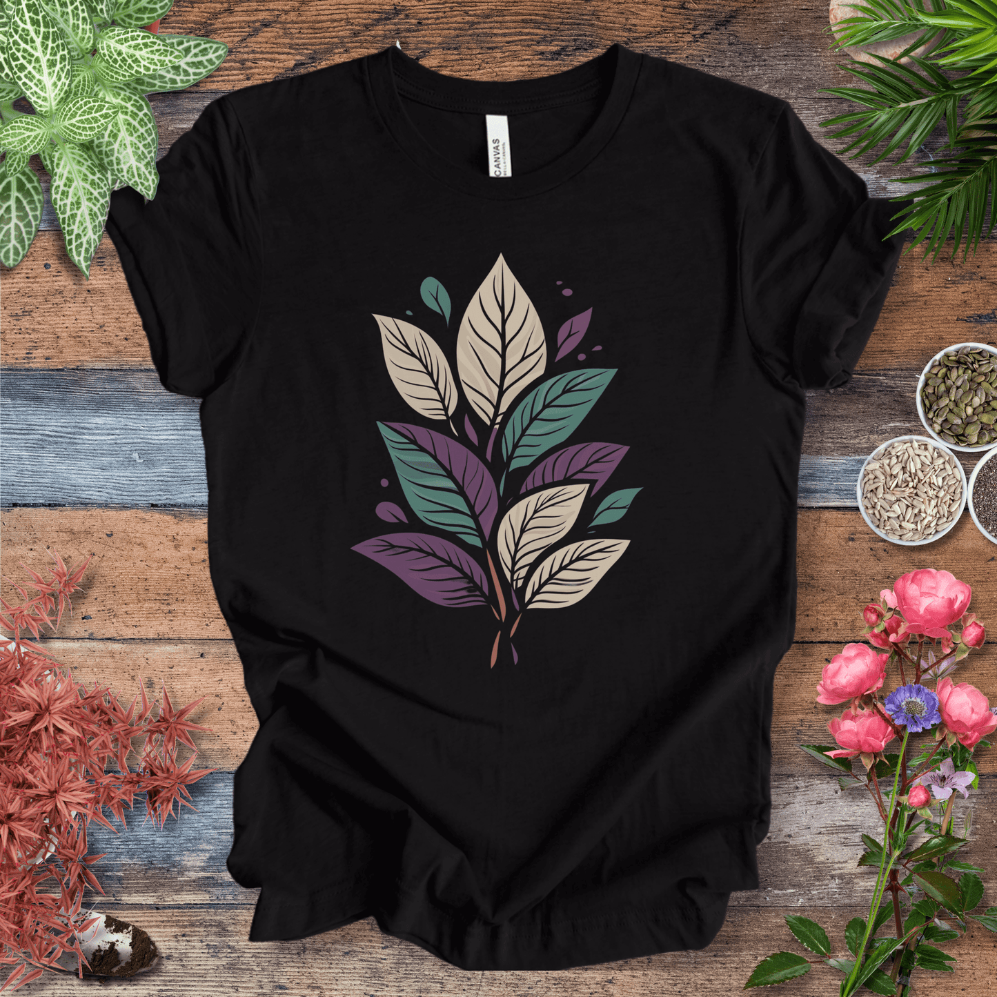 Printify T-Shirt Black Heather / S Pastel Botanical Bundle T-Shirt