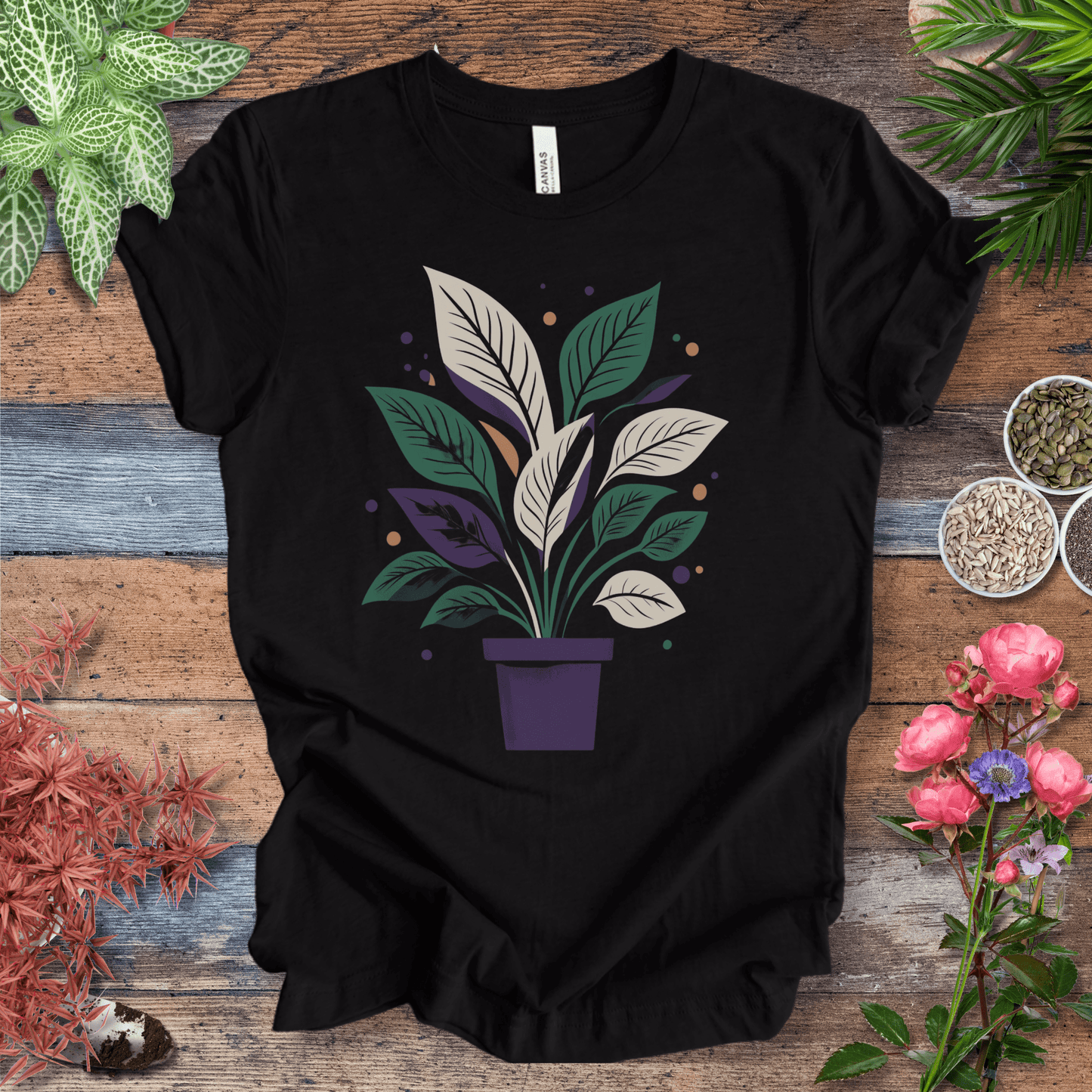 Printify T-Shirt Black Heather / S Potted Plant Aesthetic T-Shirt