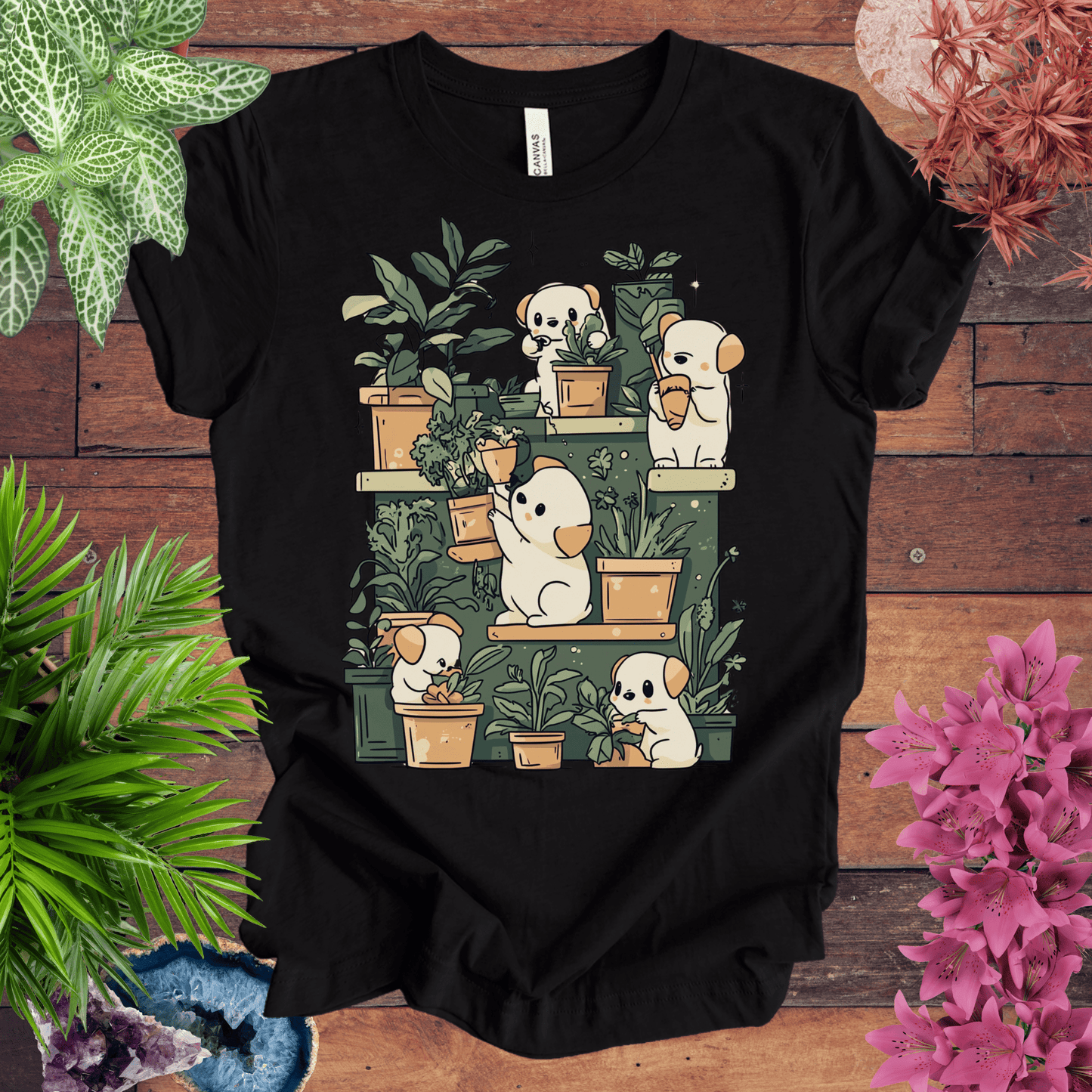 Printify T-Shirt Black Heather / S Puppy Gardeners - Potting Party T-Shirt