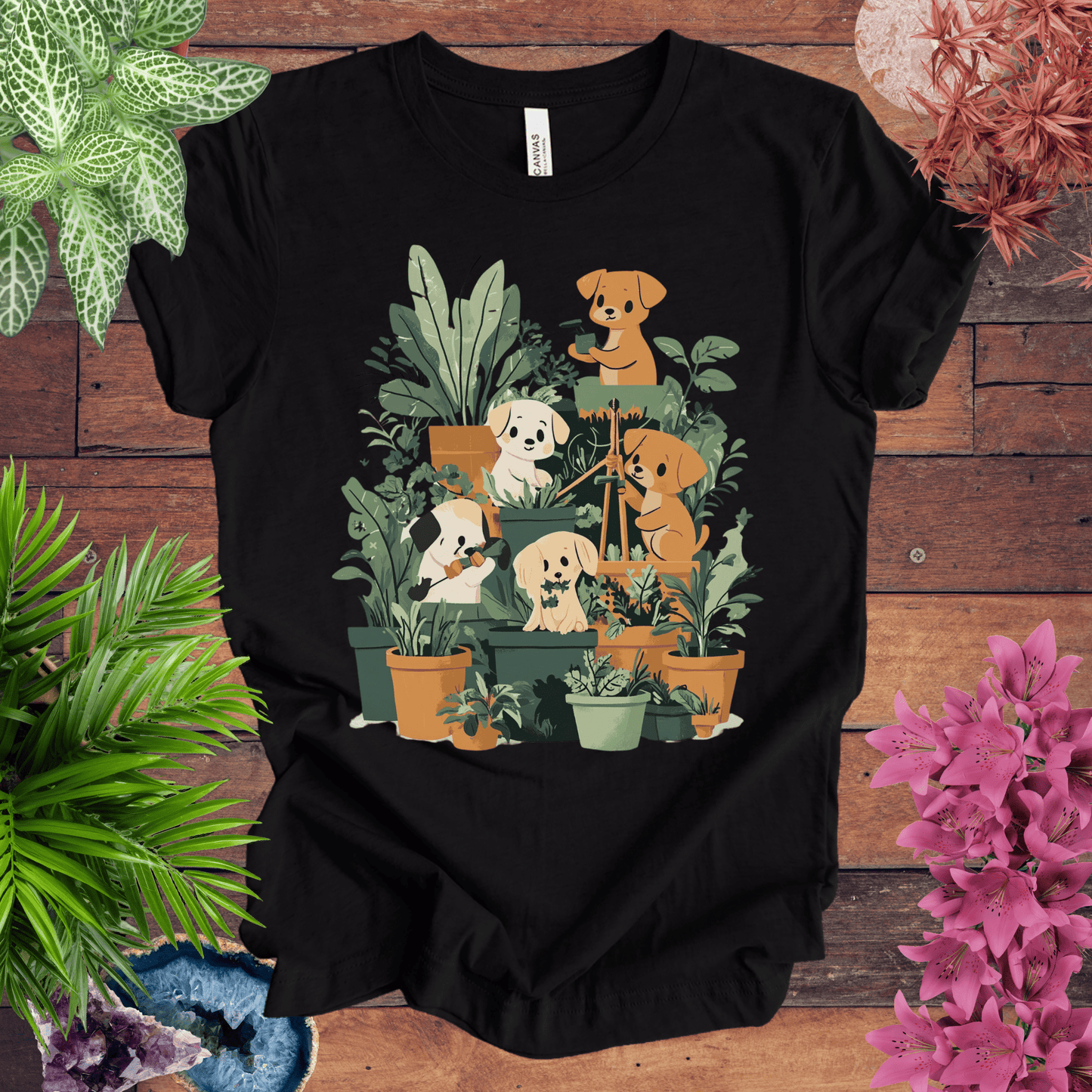 Printify T-Shirt Black Heather / S Puppy Plant Squad T-Shirt