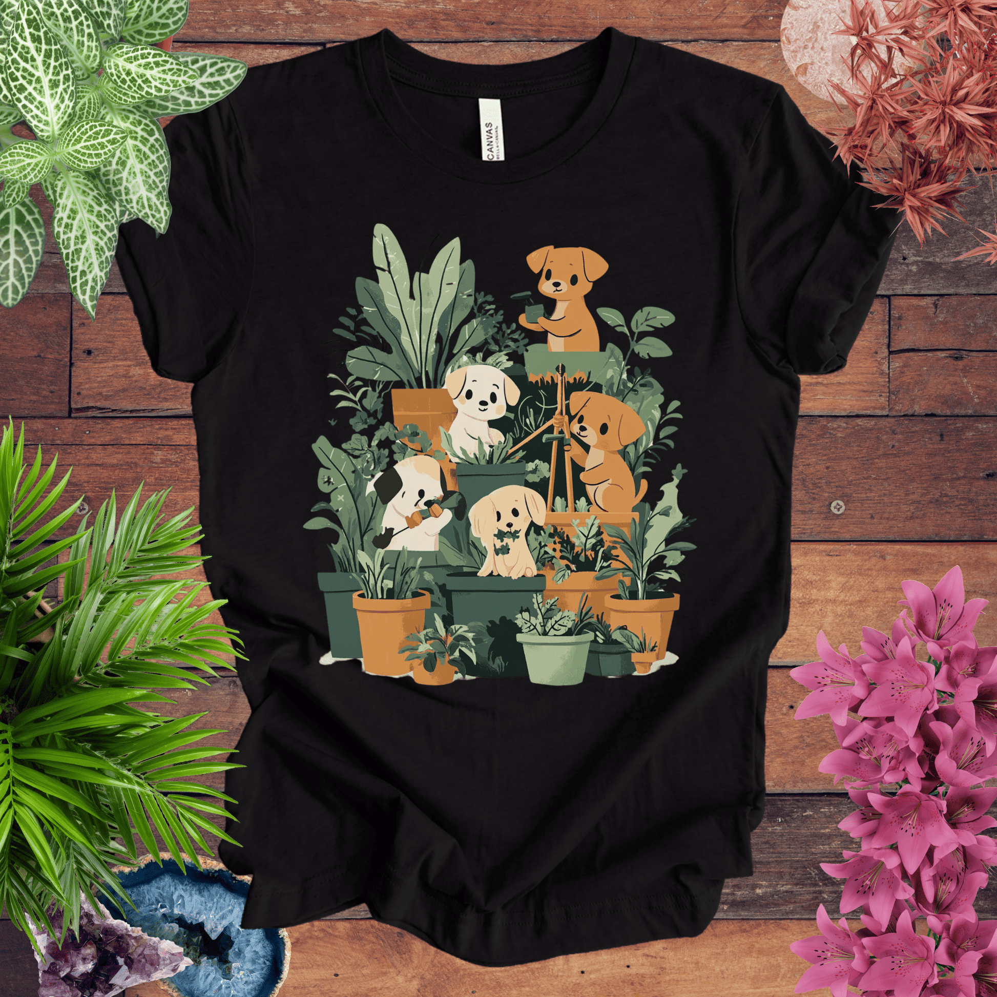 Printify T-Shirt Black Heather / S Puppy Plant Squad T-Shirt