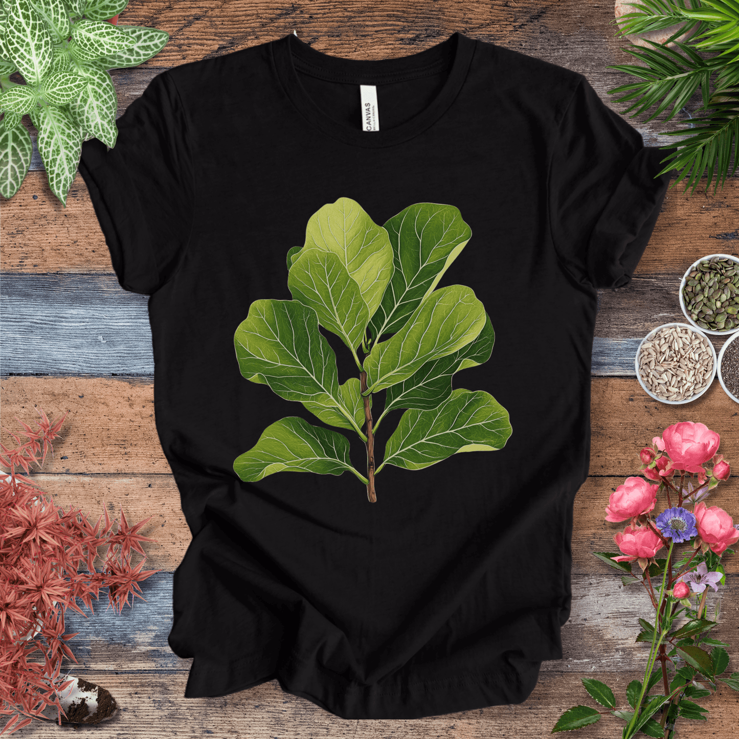 Printify T-Shirt Black Heather / S Realistic Fiddle Leaf Fig T-Shirt