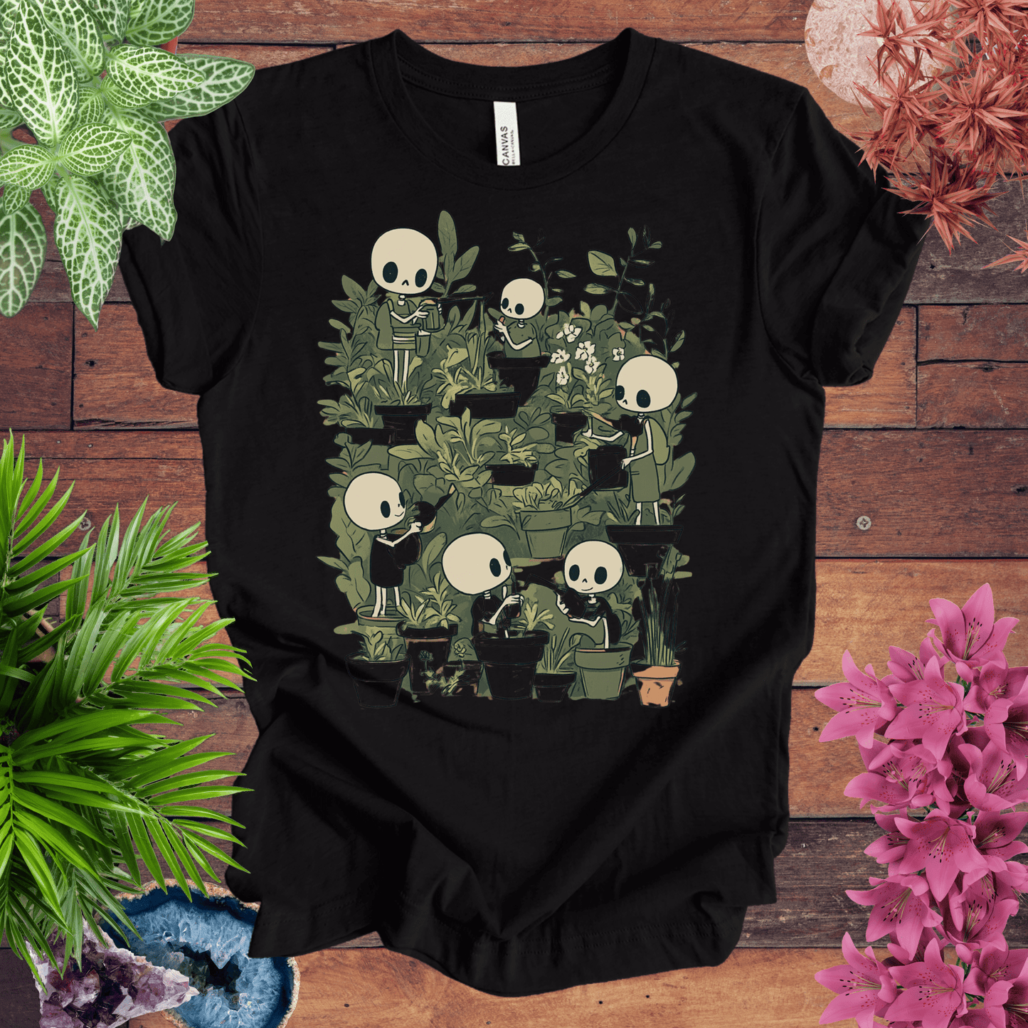 Printify T-Shirt Black Heather / S Skeleton Gardener - Eternal Green Thumb T-Shirt