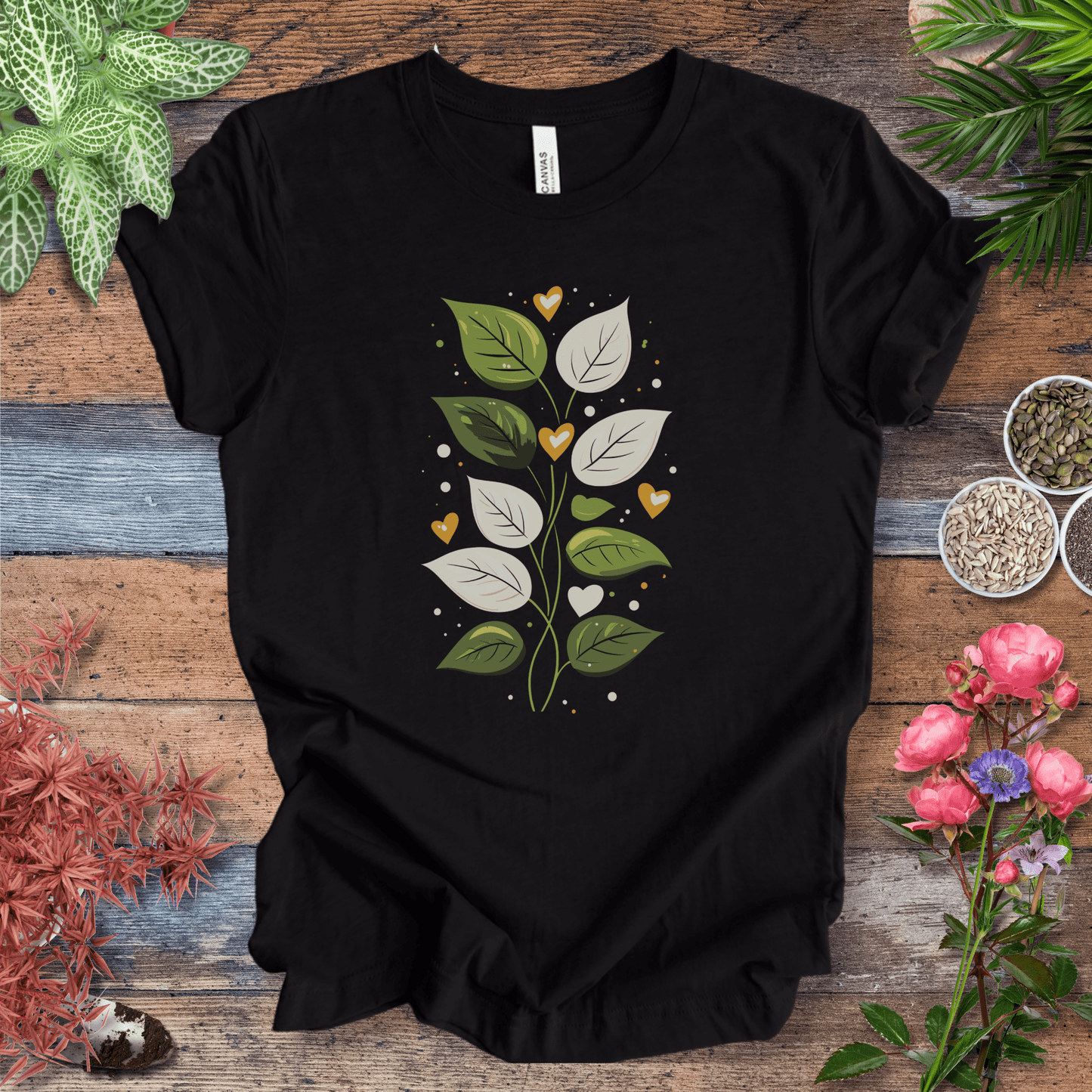 Printify T-Shirt Black Heather / S Vibrant Abstract Leaf T-Shirt