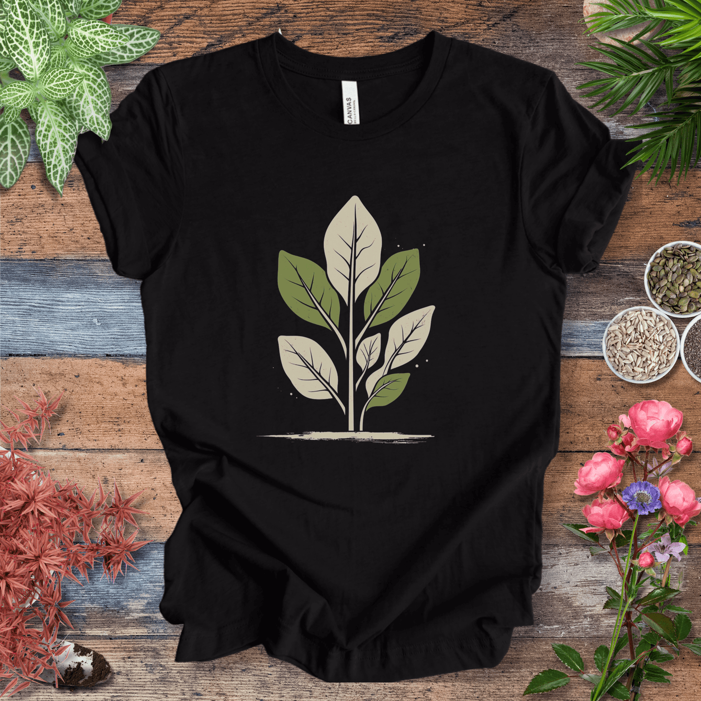 Printify T-Shirt Black Heather / S Vintage Minimalist Fiddle Leaf T-Shirt