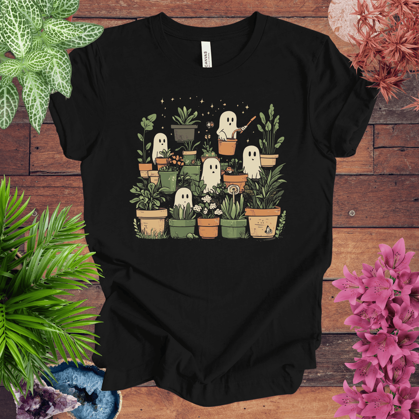 Printify T-Shirt Black / S Ghostly Greenery T-Shirt