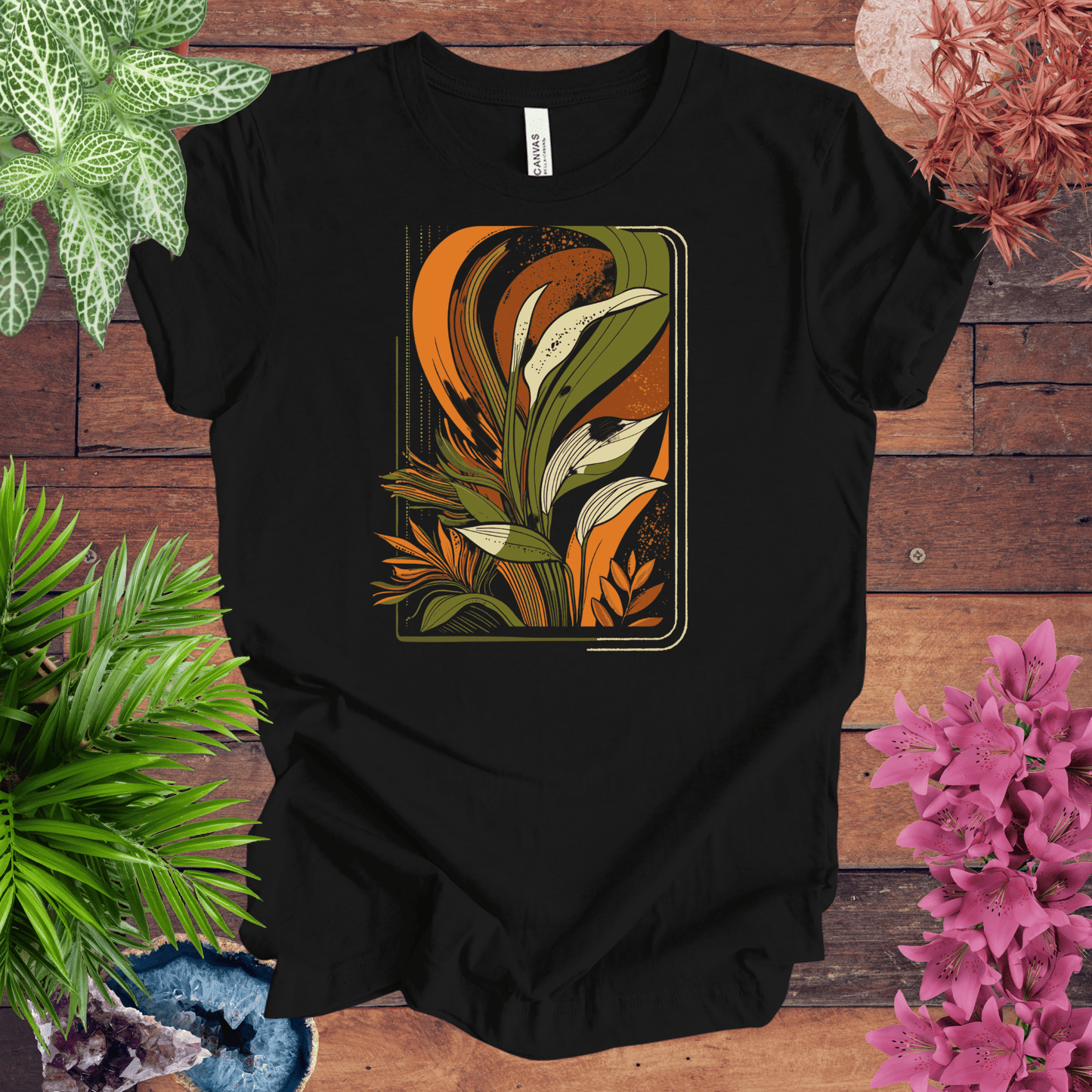 Printify T-Shirt Black / S Houseplants Box Retro T-Shirt