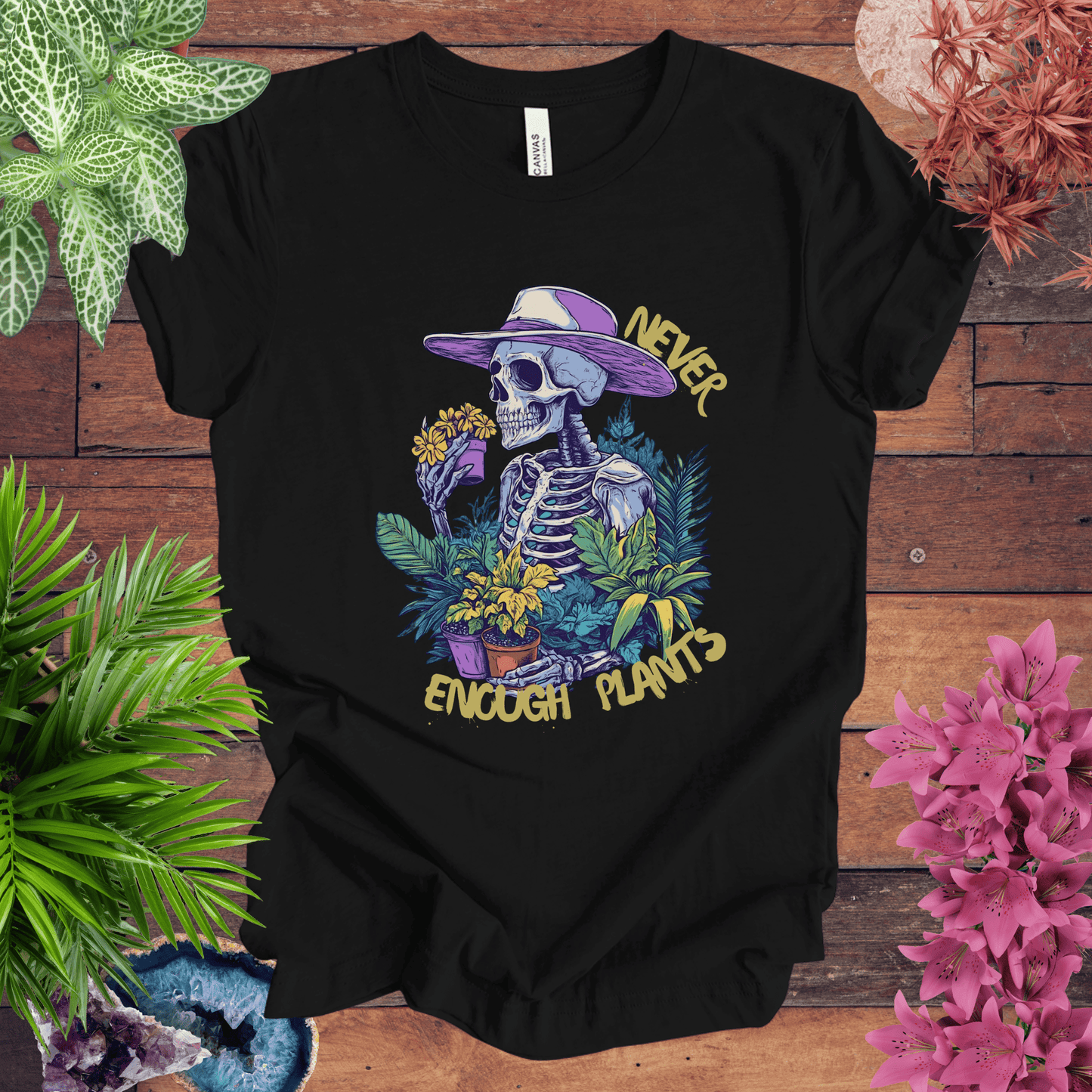 Printify T-Shirt Black / S Never Enough Plants Skeleton T-Shirt