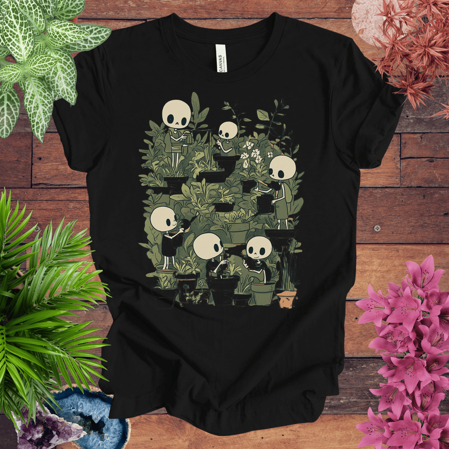 Printify T-Shirt Black / S Skeleton Gardener - Eternal Green Thumb T-Shirt