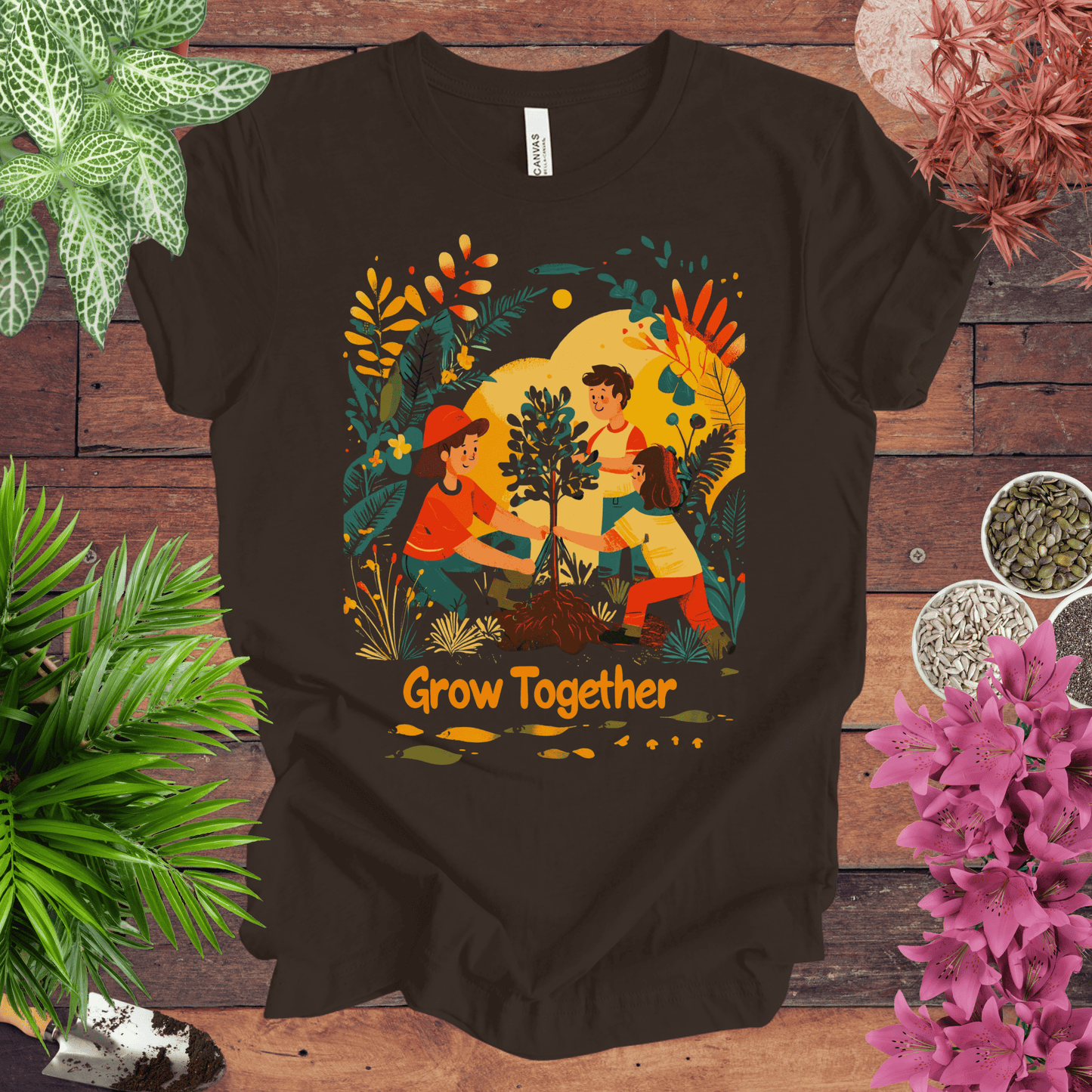 Printify T-Shirt Brown / S Grow Together T-Shirt