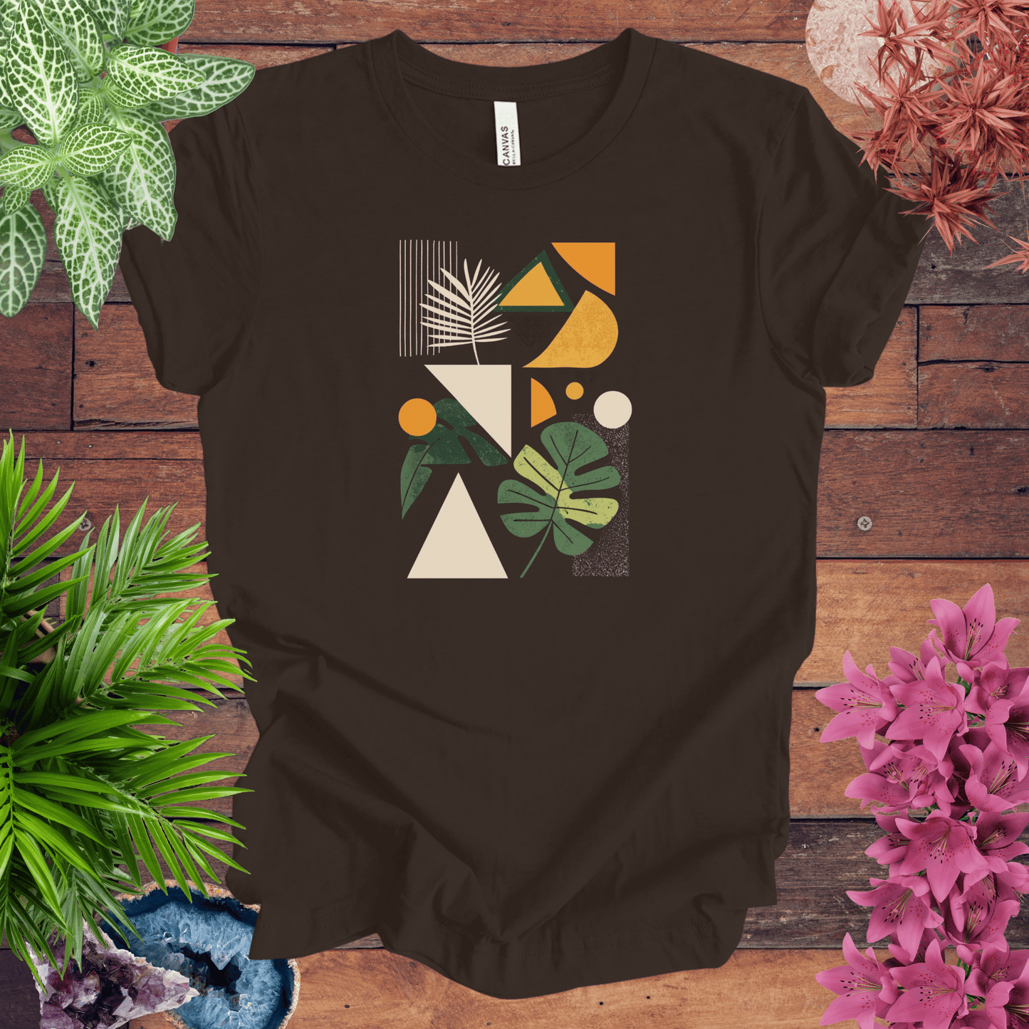 Printify T-Shirt Brown / S Modern Botanical Houseplant T-Shirt