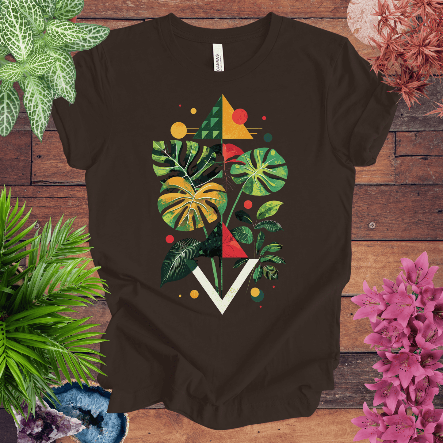 Printify T-Shirt Brown / S Modern Monstera Deliciosa Houseplant T-Shirt