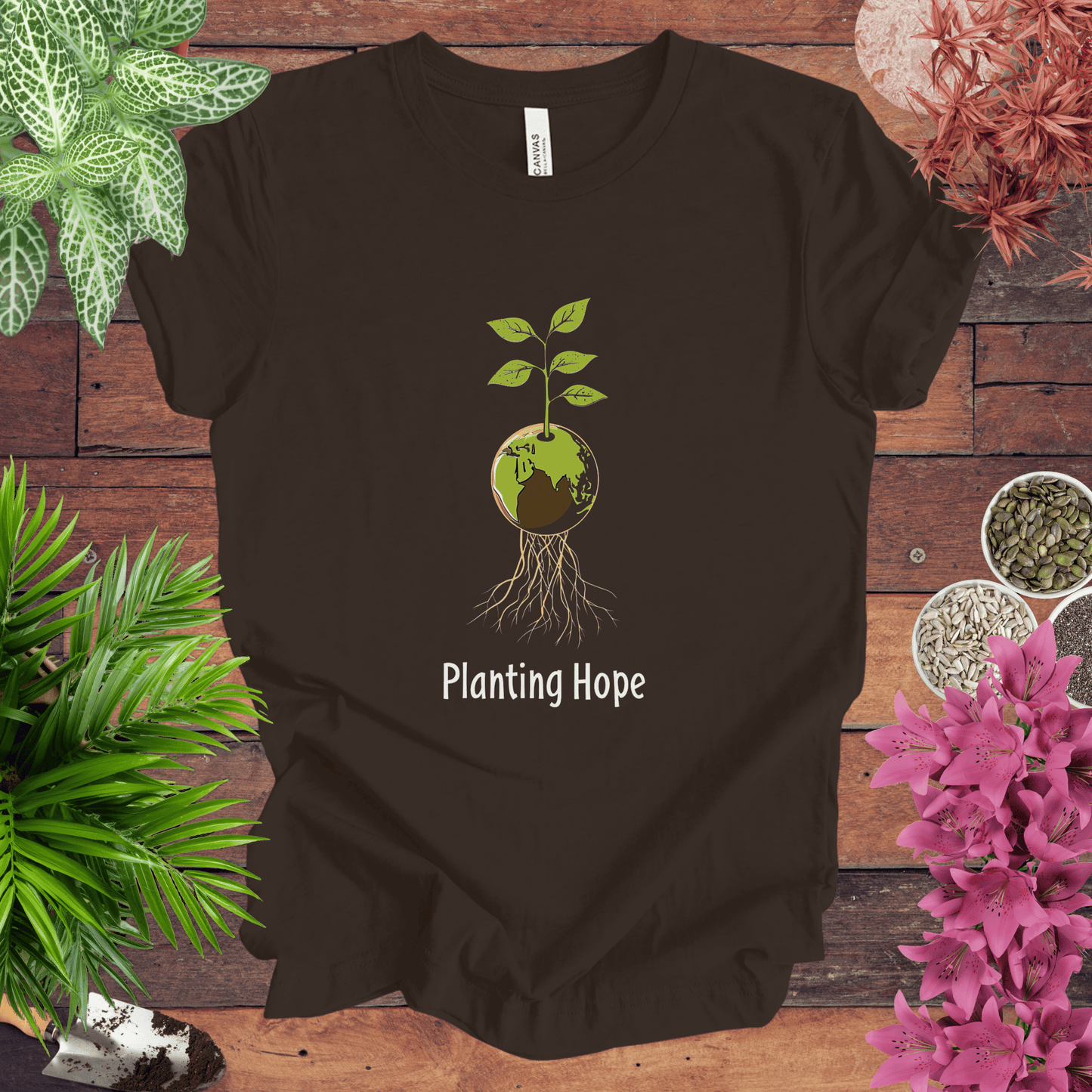 Printify T-Shirt Brown / S Planting Hope T-Shirt