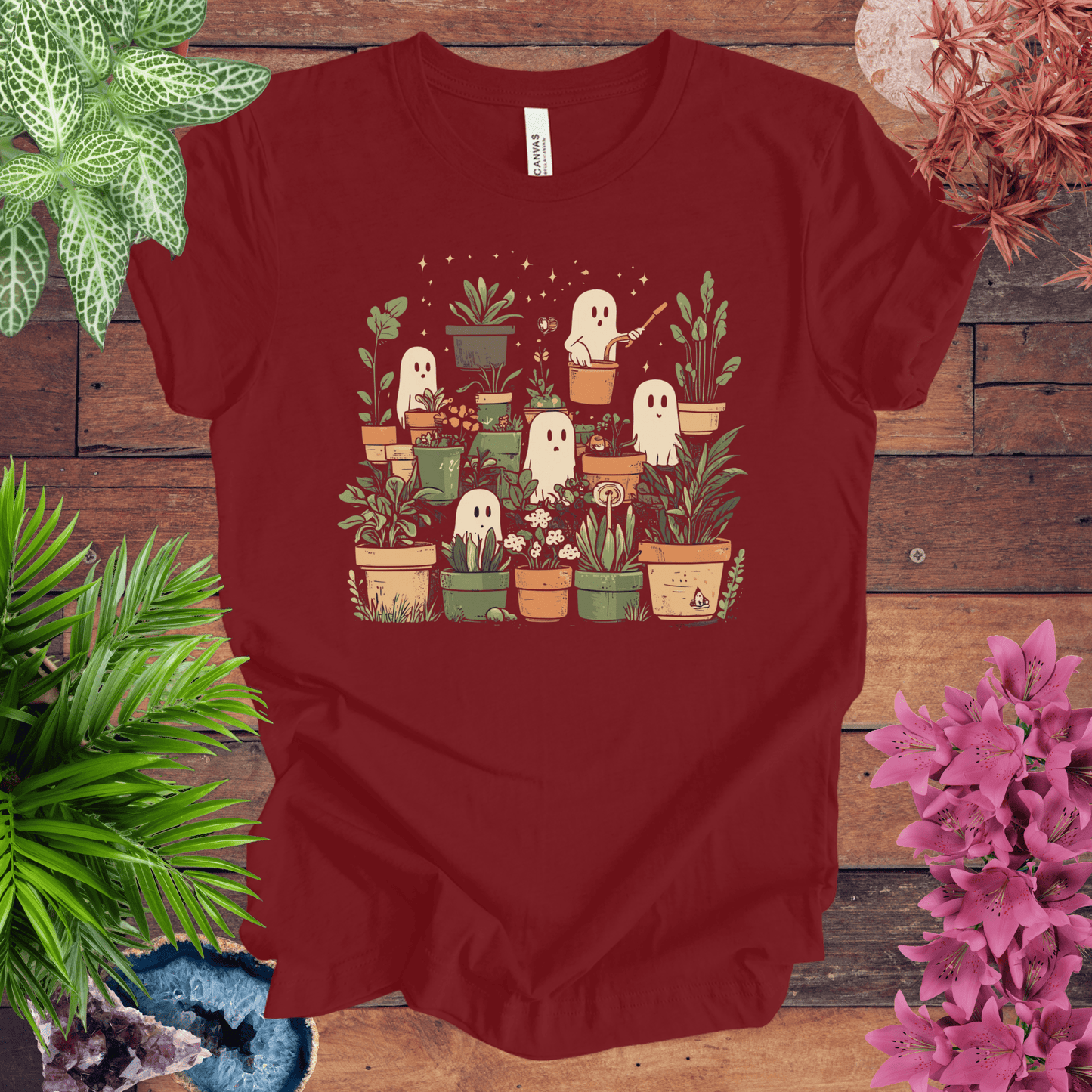 Printify T-Shirt Cardinal / S Ghostly Greenery T-Shirt