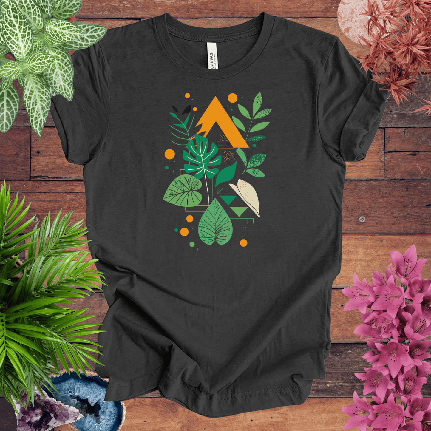 Printify T-Shirt Dark Grey Heather / S Botanical Houseplant Modern T-Shirt