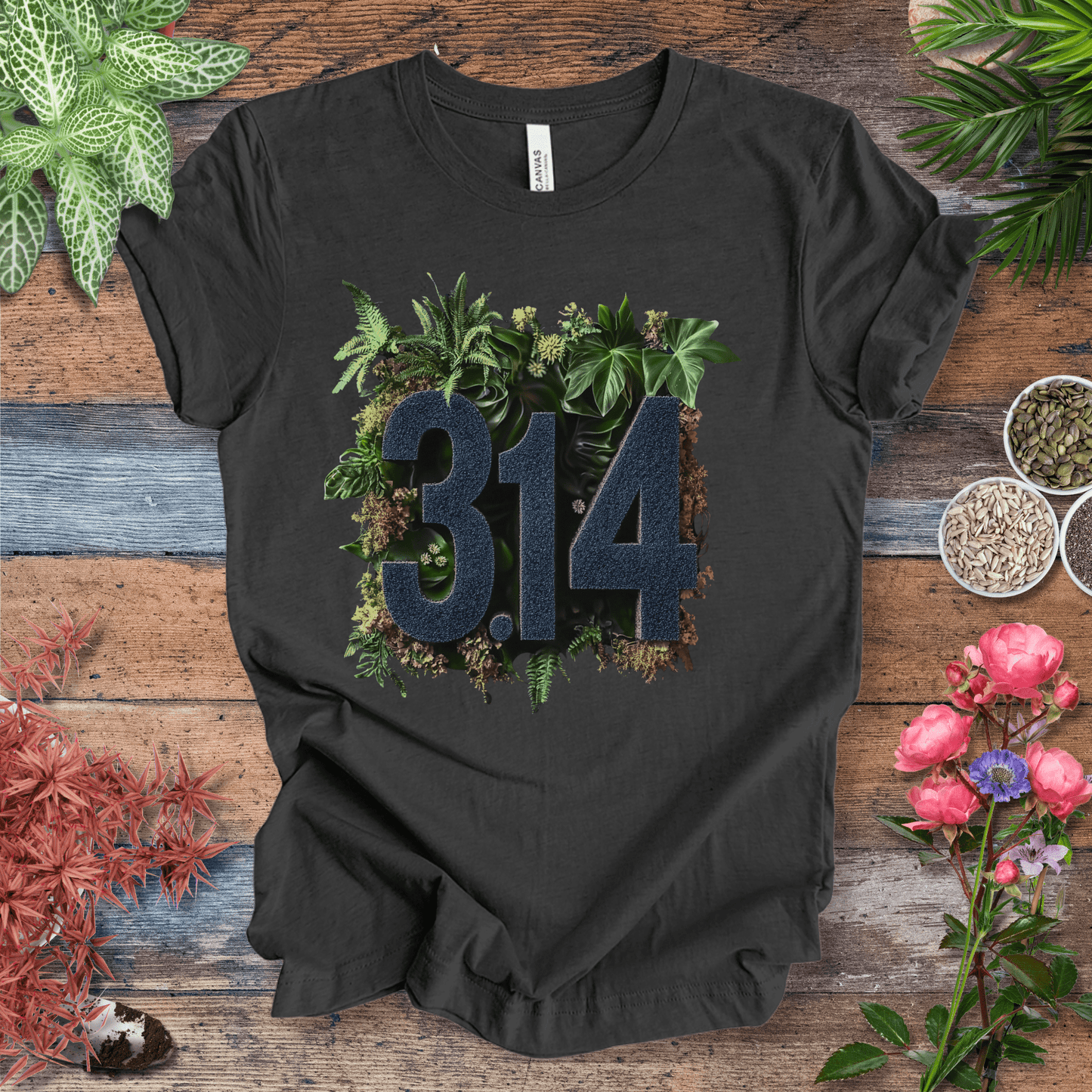 Printify T-Shirt Dark Grey Heather / S Botanical Pi Day T-Shirt