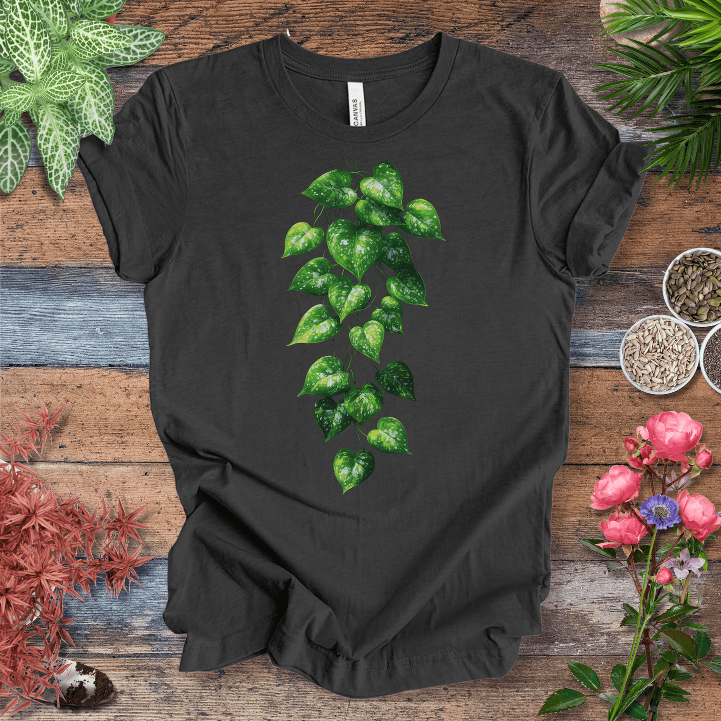 Printify T-Shirt Dark Grey Heather / S Cascading Ivy Leaf T-Shirt