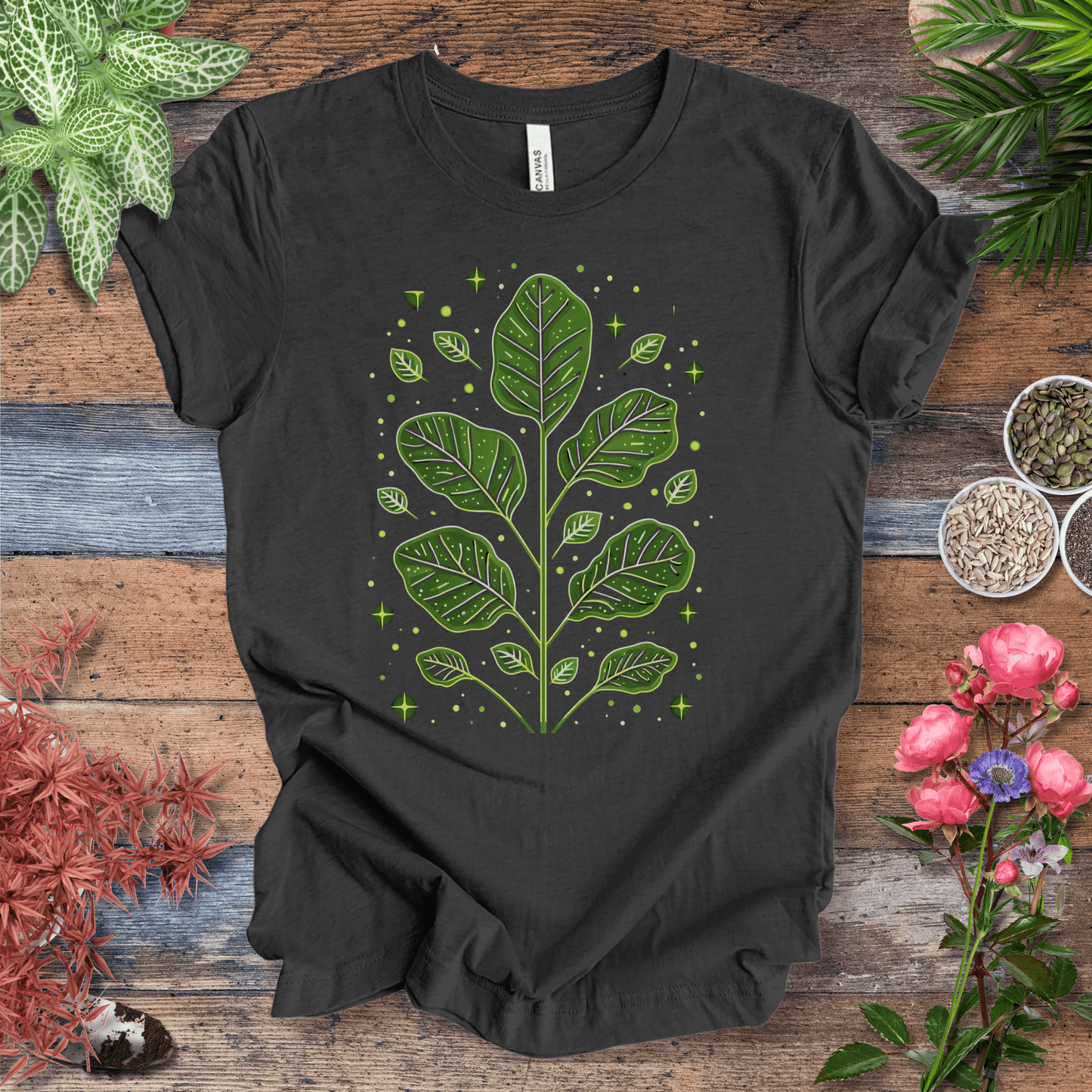 Printify T-Shirt Dark Grey Heather / S Enchanted Fiddle Leaf Art T-Shirt