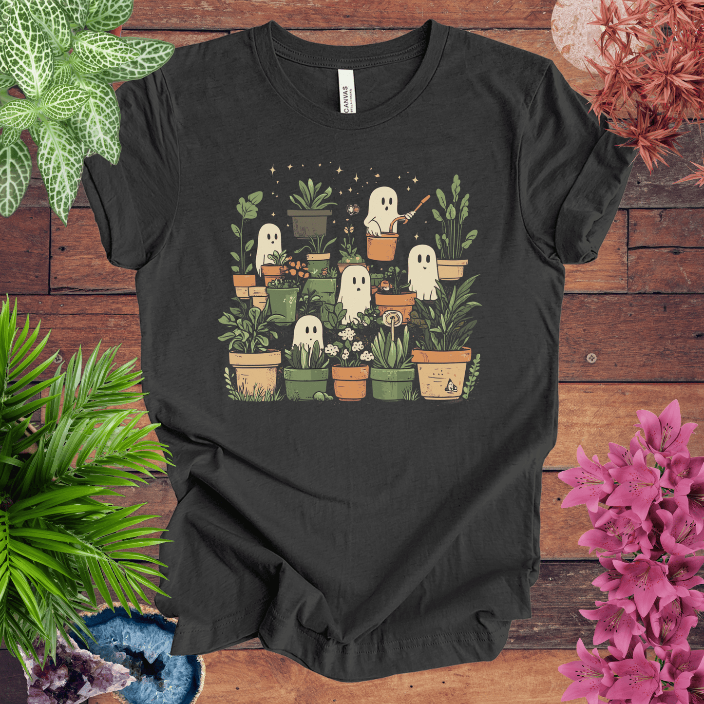 Printify T-Shirt Dark Grey Heather / S Ghostly Greenery T-Shirt
