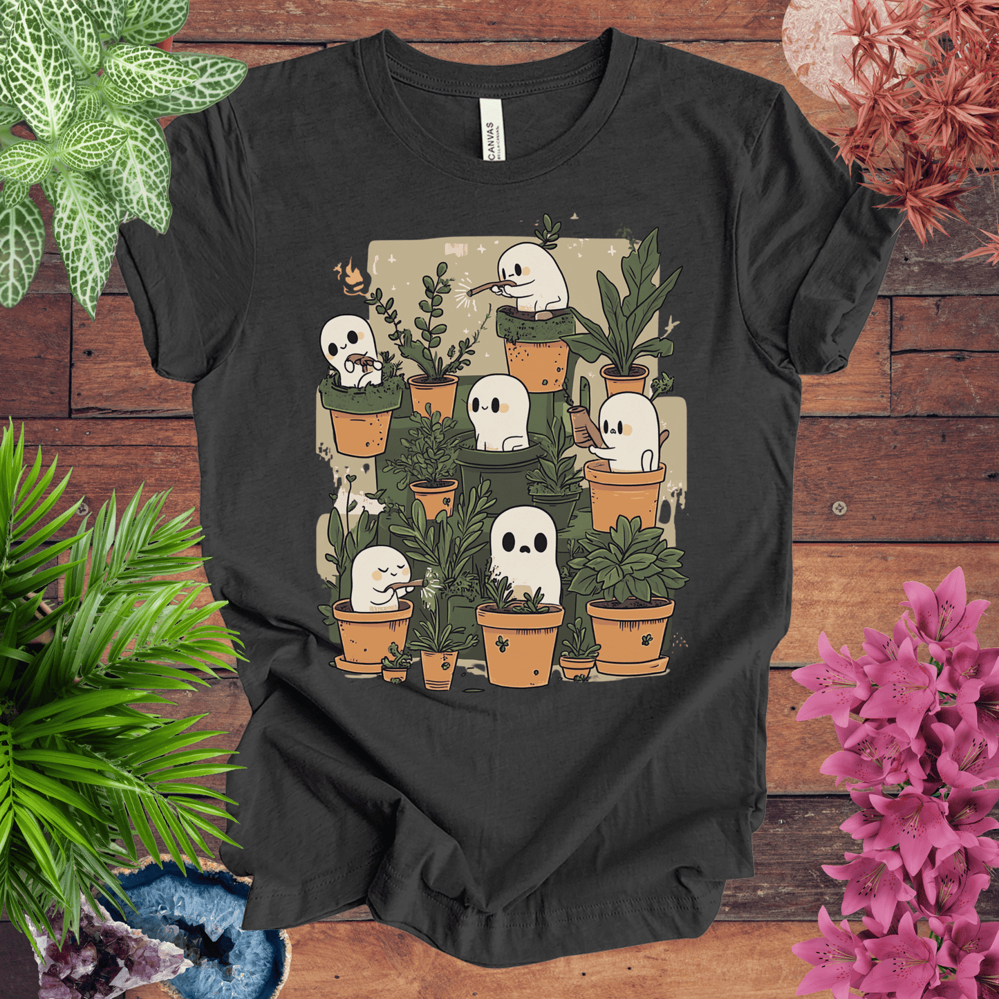 Printify T-Shirt Dark Grey Heather / S Haunted Garden Vibes T-Shirt