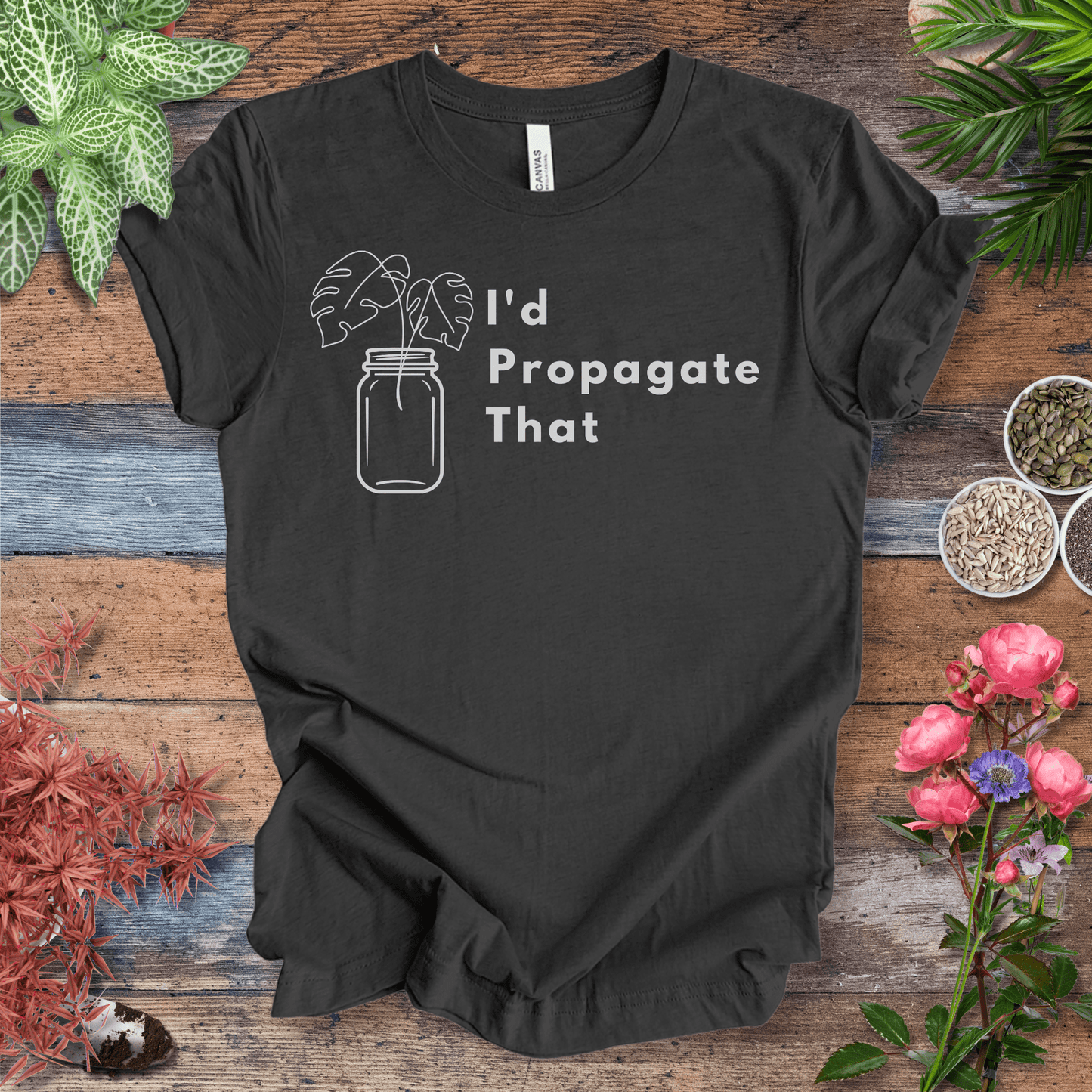 Printify T-Shirt Dark Grey Heather / S I’d Propagate That – Monstera Jar T‑Shirt