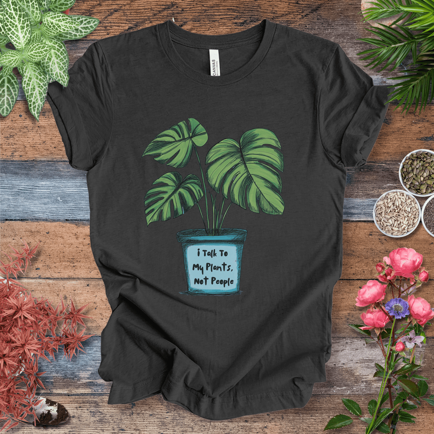 Printify T-Shirt Dark Grey Heather / S I Talk to My Plants Not People Funny Plant Lover T-Shirt