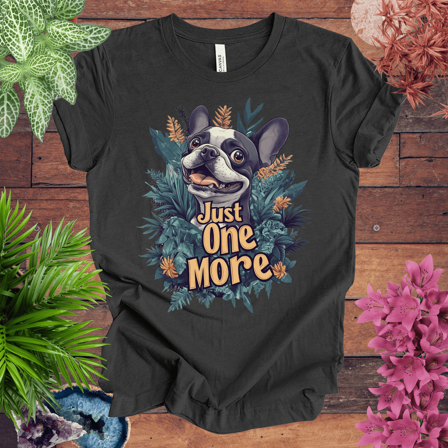 Printify T-Shirt Dark Grey Heather / S Just One More - Boston Terrier Edition T-Shirt
